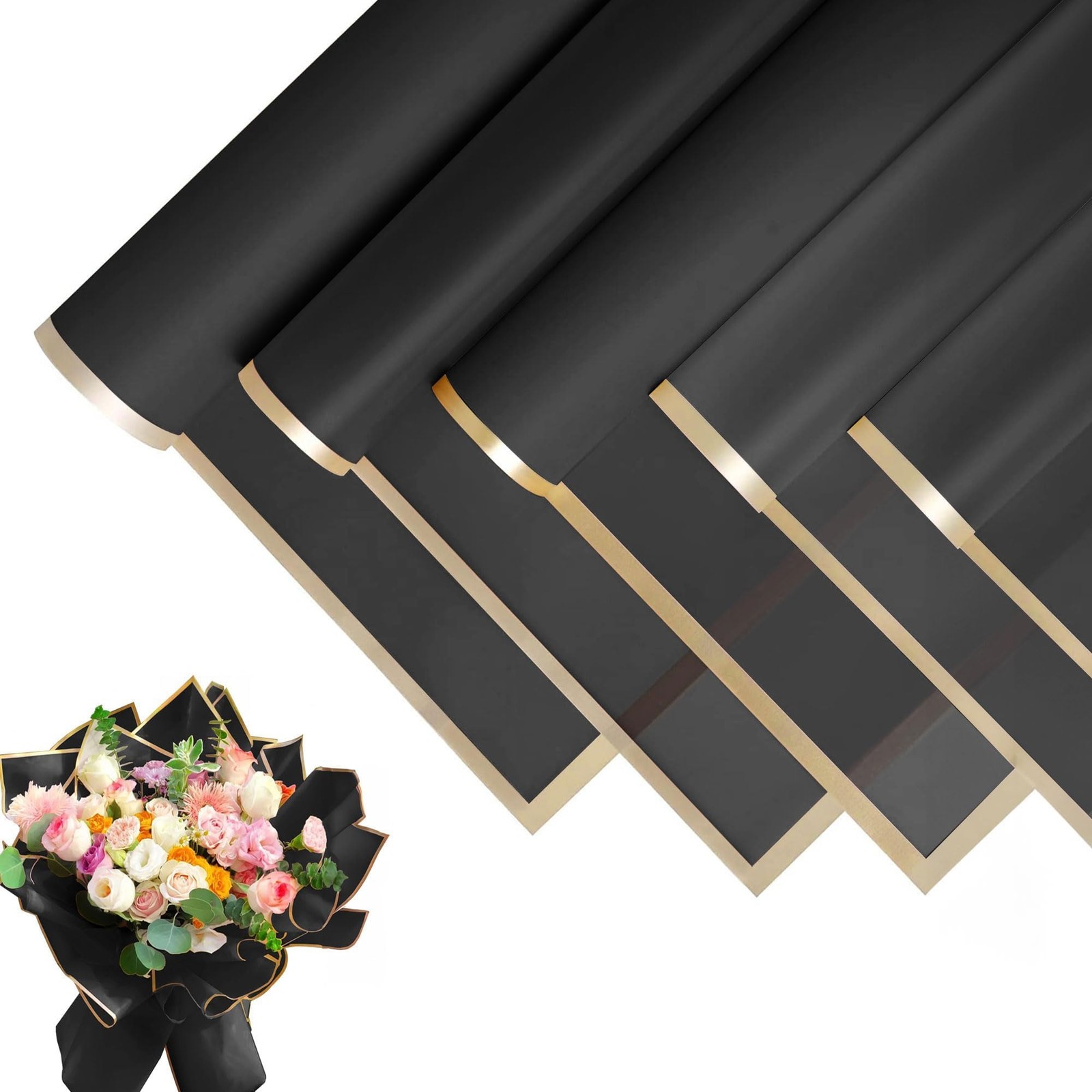 JOYIT Black Flower Wrapping Paper, 20 Sheets, 22.8 x 22.8 in JOYIT Black Flower Wrapping Paper, 20 Sheets, 22.8 x 22.8 in