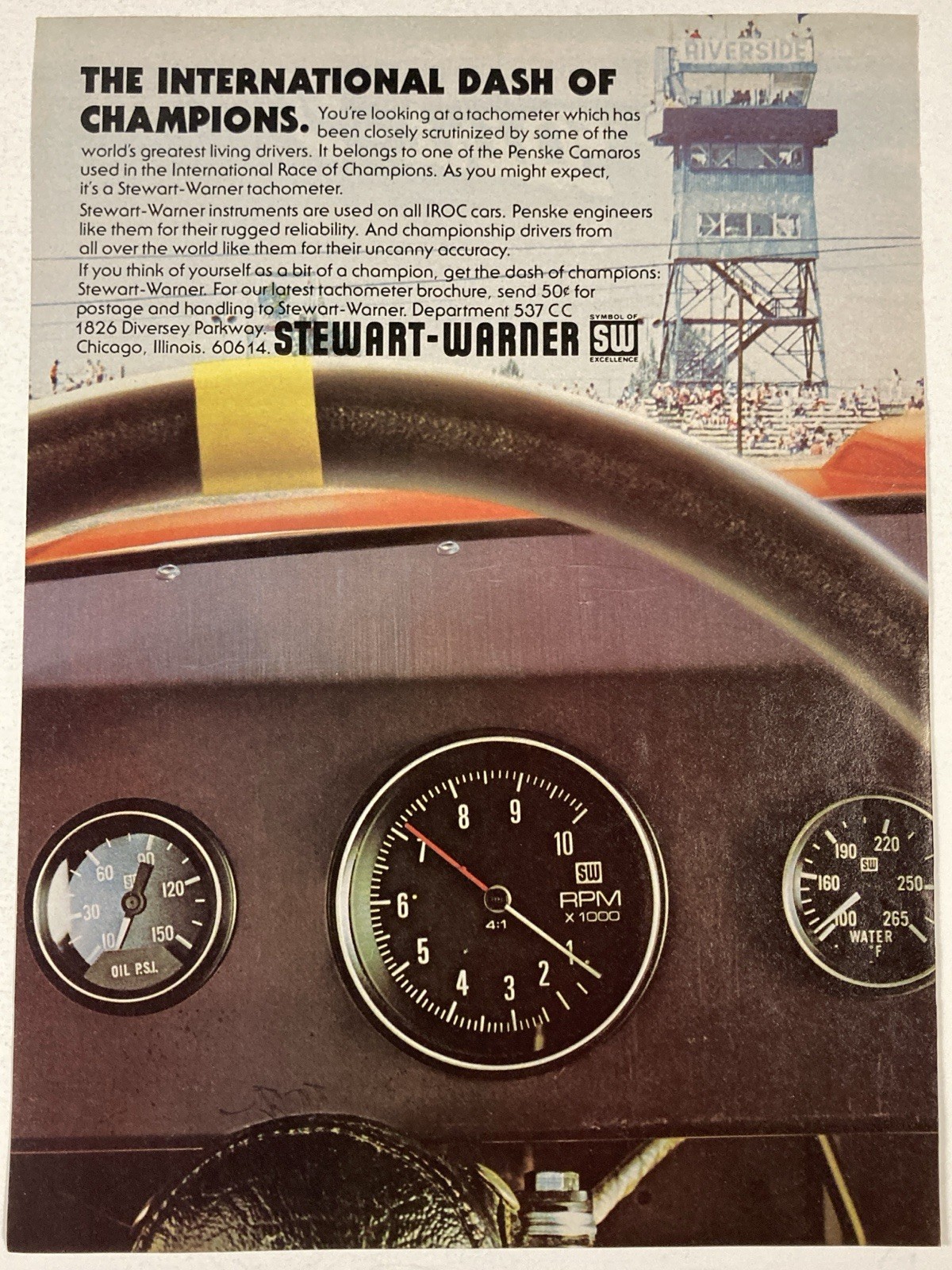 1979 Stewart Warner Gauges Print Ad International Dash Of Champions Tachometer 1979 Stewart Warner Gauges Print Ad International Dash Of Champions Tachometer