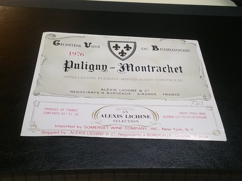 Vintage 1976 • Puligny-Montrachet • Alexis Lichne • France Bottle Label ~ Unused Vintage 1976 • Puligny-Montrachet • Alexis Lichne • France Bottle Label ~ Unused