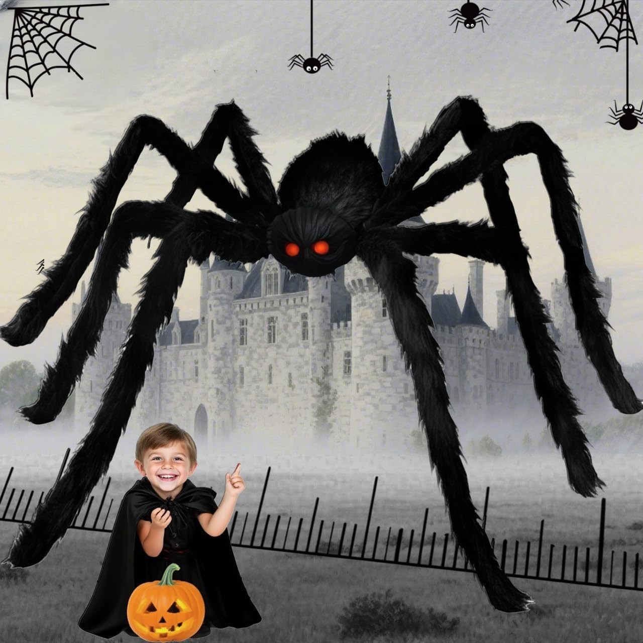 Giant 6.6 FT Halloween Spider Fake Furry Large Outdoor Yard Lawn Party Decor Pro Giant 6.6 FT Halloween Spider Fake Furry Large Outdoor Yard Lawn Party Decor Pro