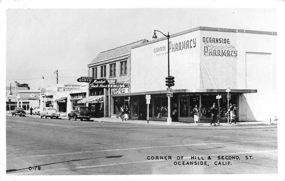 Oceanside California Corner of Hill and Second Street Real Photo PC AA84253