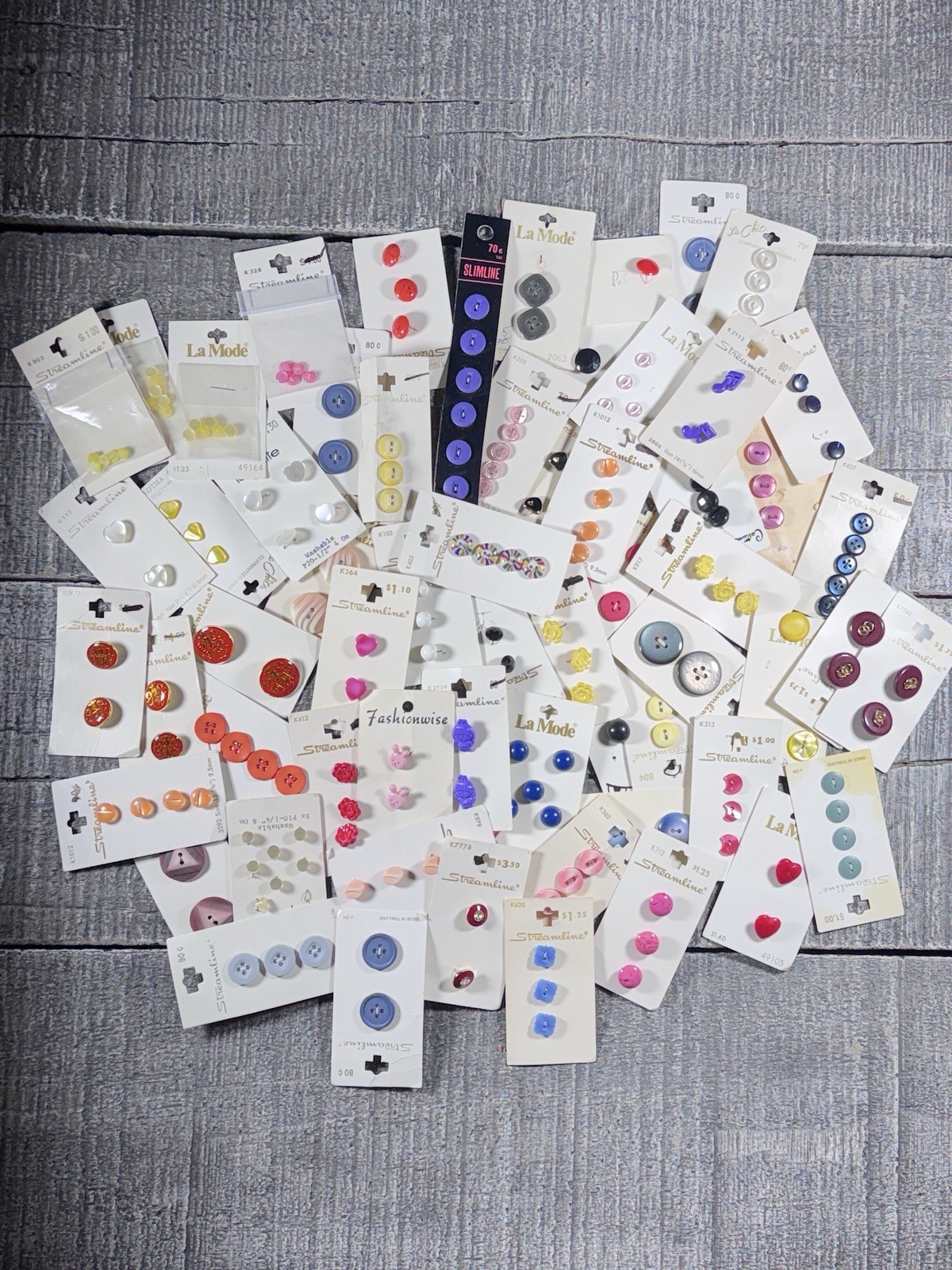 Huge Lot Vintage Sewing Button Cards La Mode Streamline New Old Stock Crafting