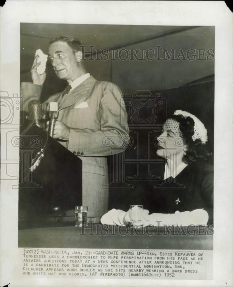 1952 Press Photo Senator Estes Kefauver announces candidacy in Washington