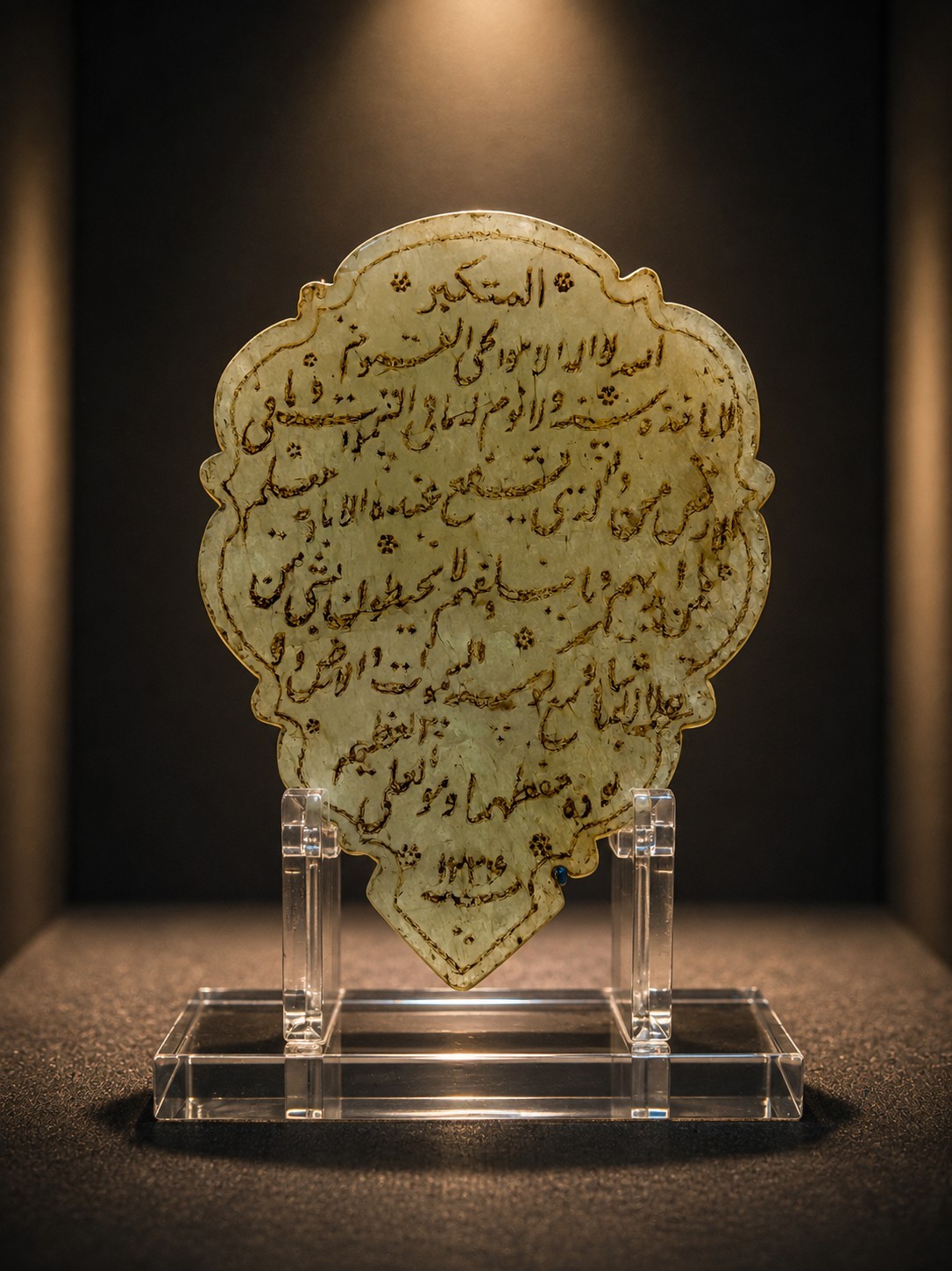Mughal Sufi Talismanic Islamic Handengarved Quran Verses Jade Nephrite Pendant 