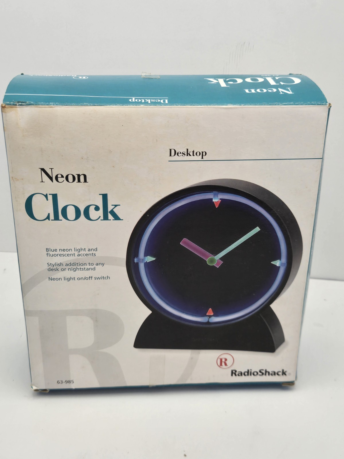 Vintage Retro Radio Shack Minimalist Neon Desktop Clock Open Box
