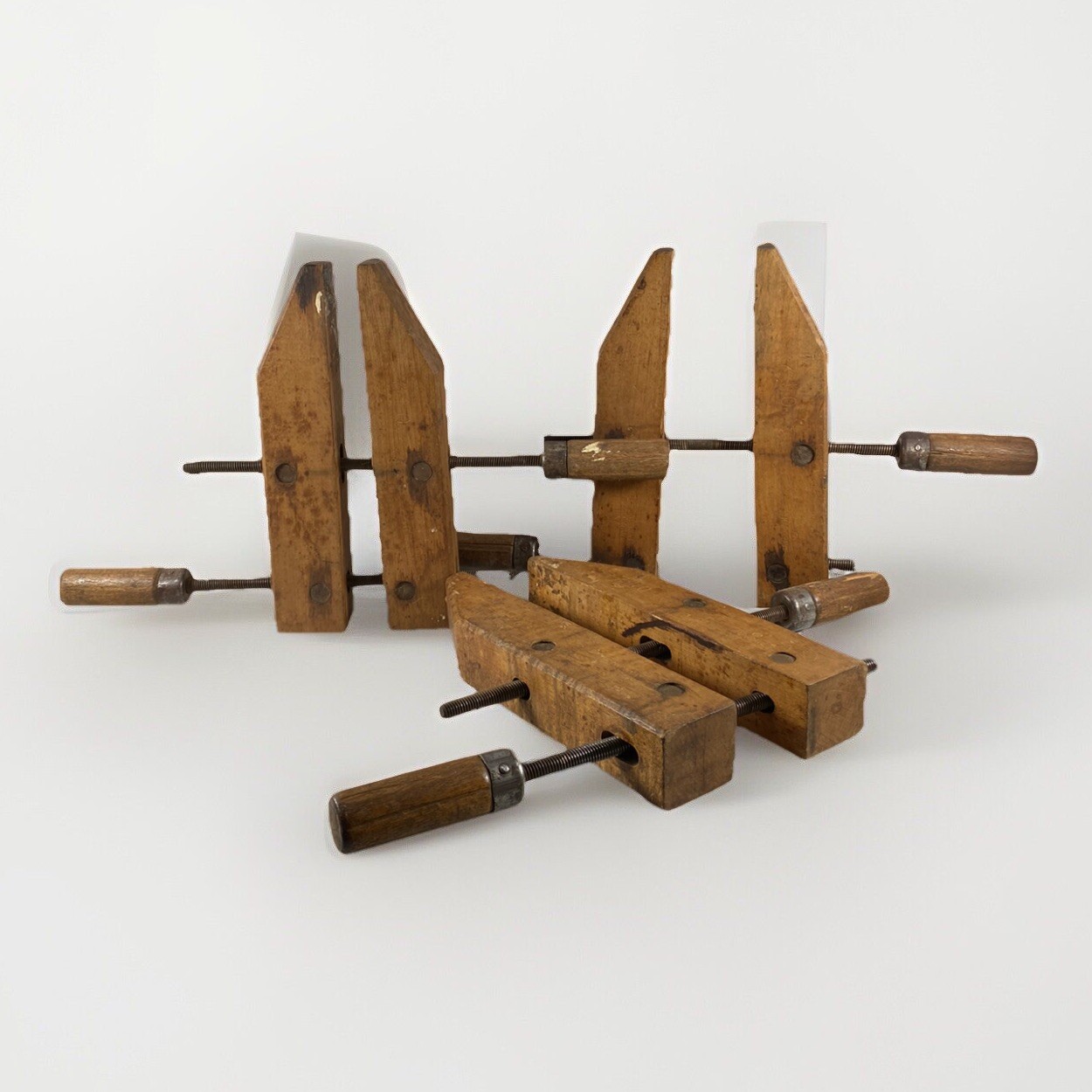 (3) Vtg Hargrave 710 Wooden Clamps 10” Jaws Cincinnati Tool Co. 6” Capacity (3) Vtg Hargrave 710 Wooden Clamps 10” Jaws Cincinnati Tool Co. 6” Capacity