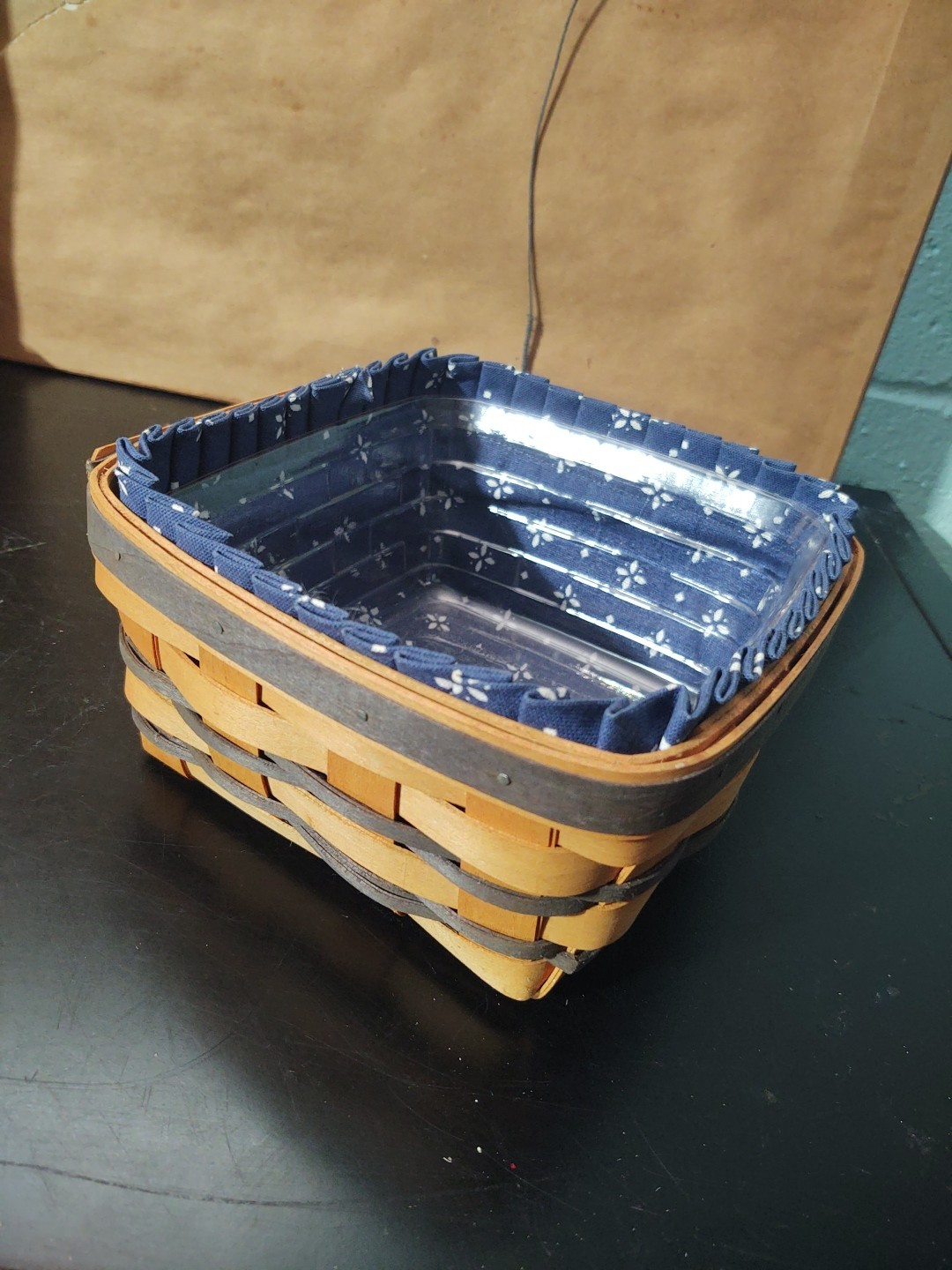 Vintage 1996 Longaberger Woven Basket with Plastic Liner Vintage 1996 Longaberger Woven Basket with Plastic Liner