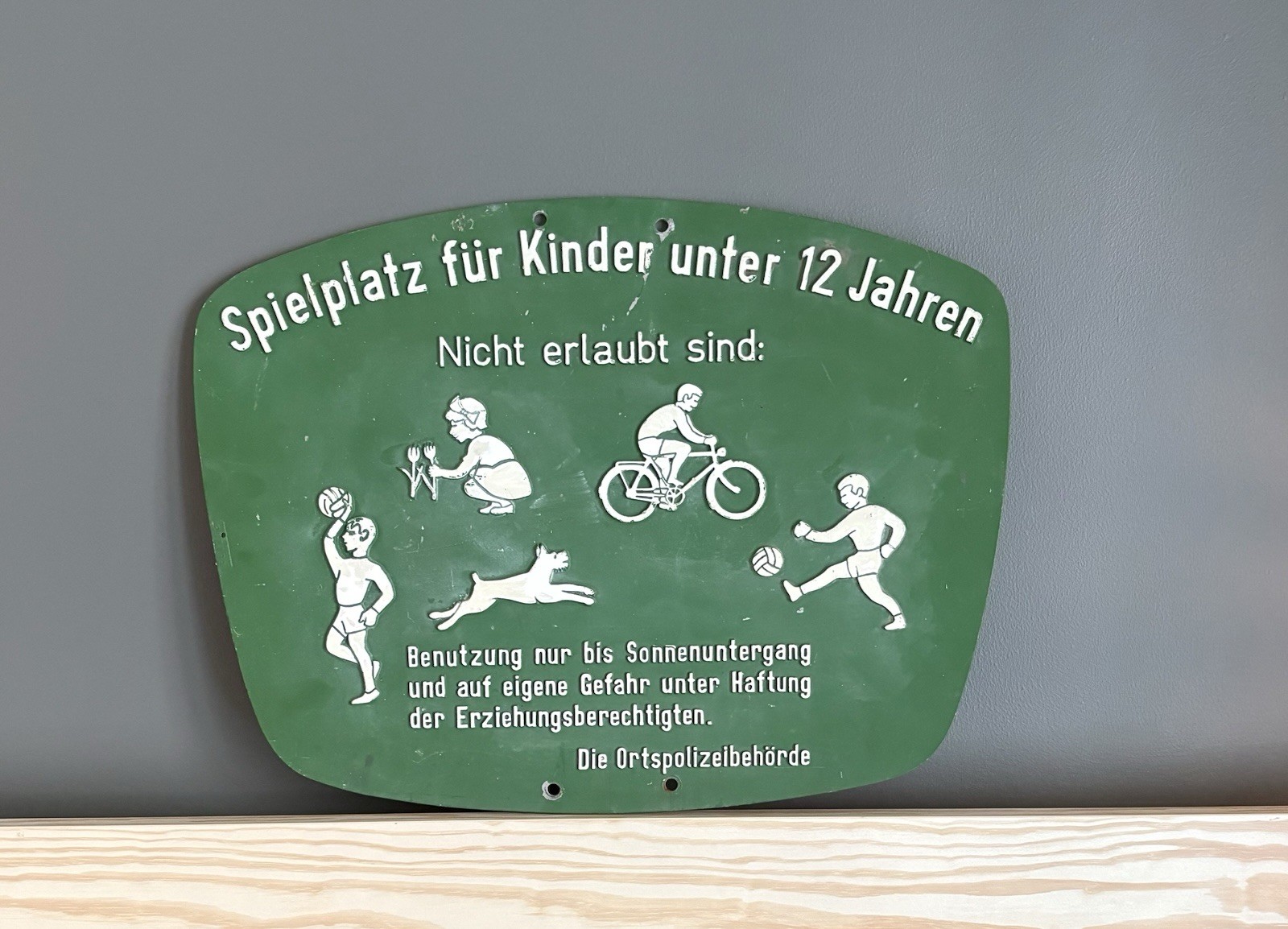 Vintage (1950s) West Germany (Steel) Playground Regulations Sign