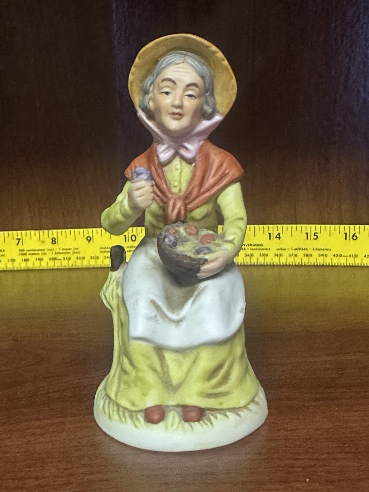 Vintage Classic Collection Ceramic Old Lady Figurine Picking Fruit Made in Korea