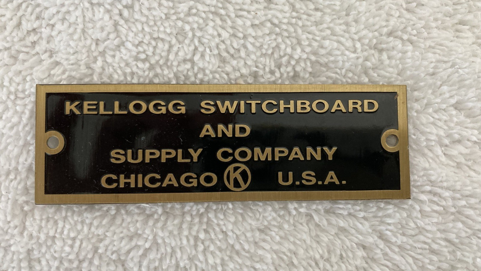 Kellogg Switchboad Antique Telephone Brass Nameplate NOS Reproduction Phone Part