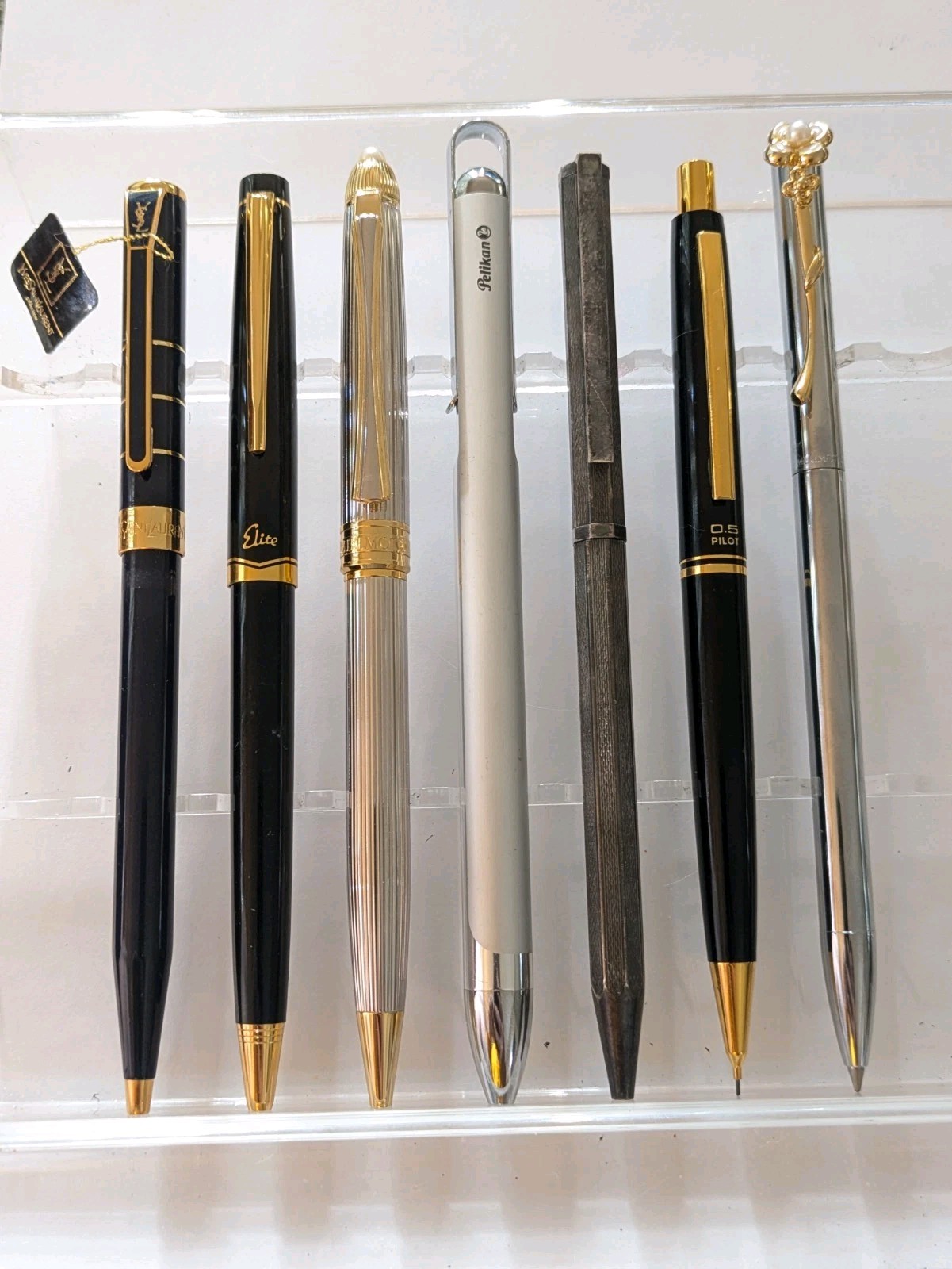 vtg 7x Premium Ballpoint Pen Pencil Lot - Pelikan Givenchy Mikimoto Pilot
