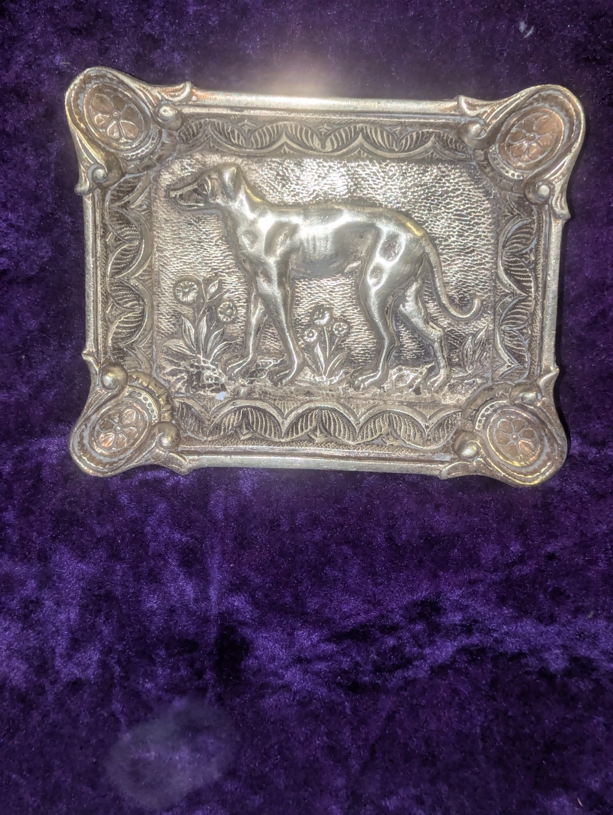 Antique Belgian Brass Greyhound Ashtray Antique Belgian Brass Greyhound Ashtray