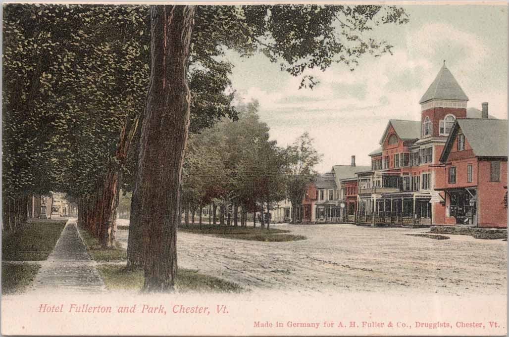 Hotel Fullerton Park Chester VT Postcard c1900s A. H. Fuller Druggists Germany