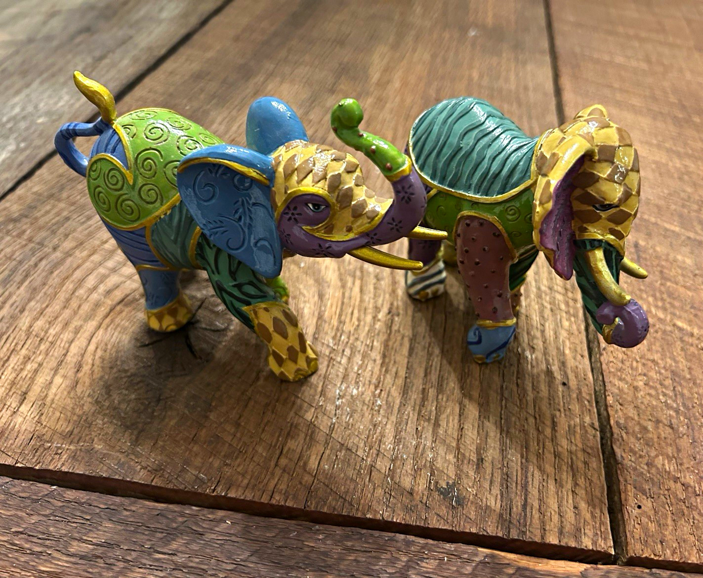 Lot of 2 Hamilton Collection Keith Mallett Triumphant Tapestry Elephant Figurine