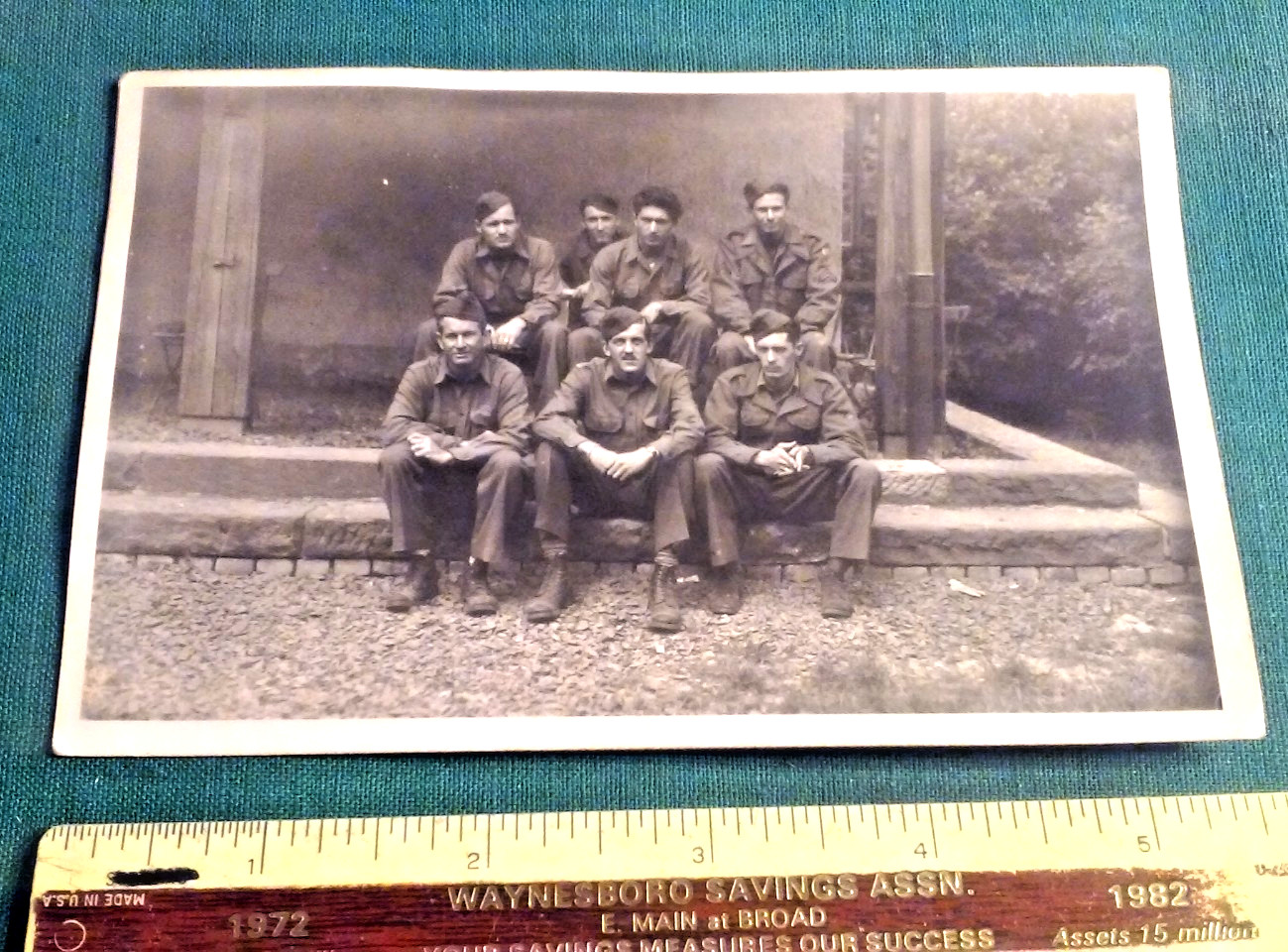 WW-II/2 Real Photograph 7 Soldiers Posing in Kassel Germany 1945 Names & Cities WW-II/2 Real Photograph 7 Soldiers Posing in Kassel Germany 1945 Names & Cities