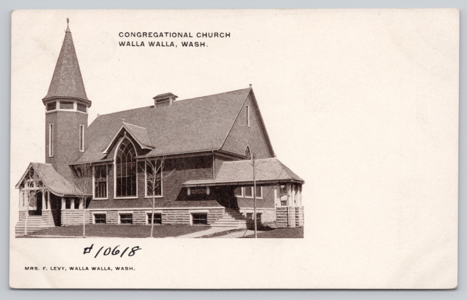 Congregational Church Walla Walla WA Undivided Back Antique Postcard Congregational Church Walla Walla WA Undivided Back Antique Postcard