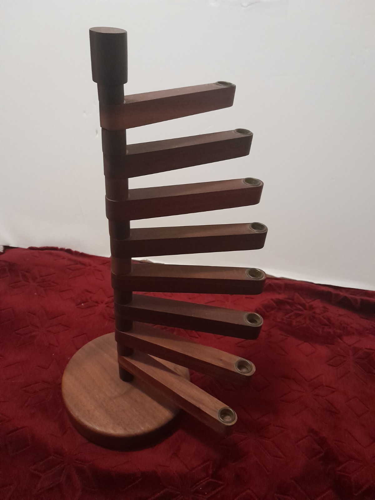 Mid-Century Nelson Delavan Solid Teak and Brass Articulating Candleholder