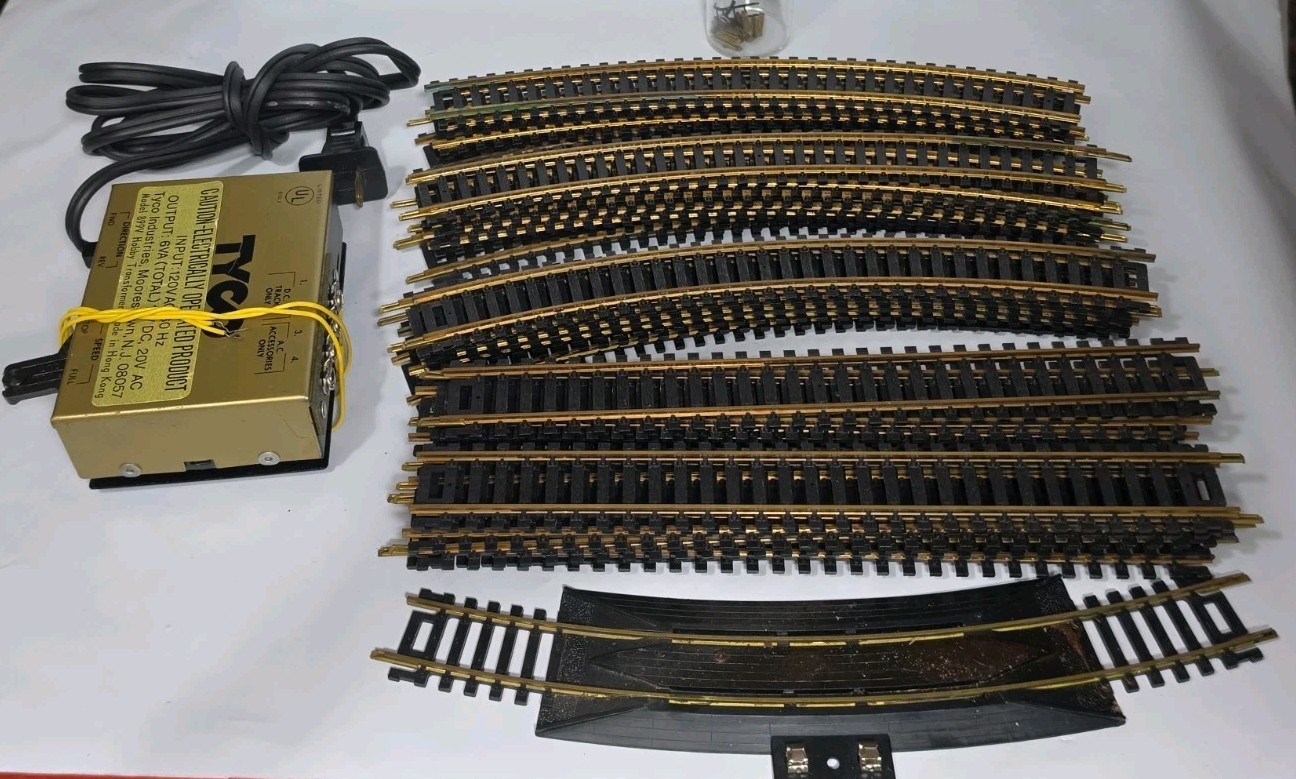 ATLAS/TYCO 899V Switch HO Scale 34 Brass Train Tracks (20 Curved 14 Straight)