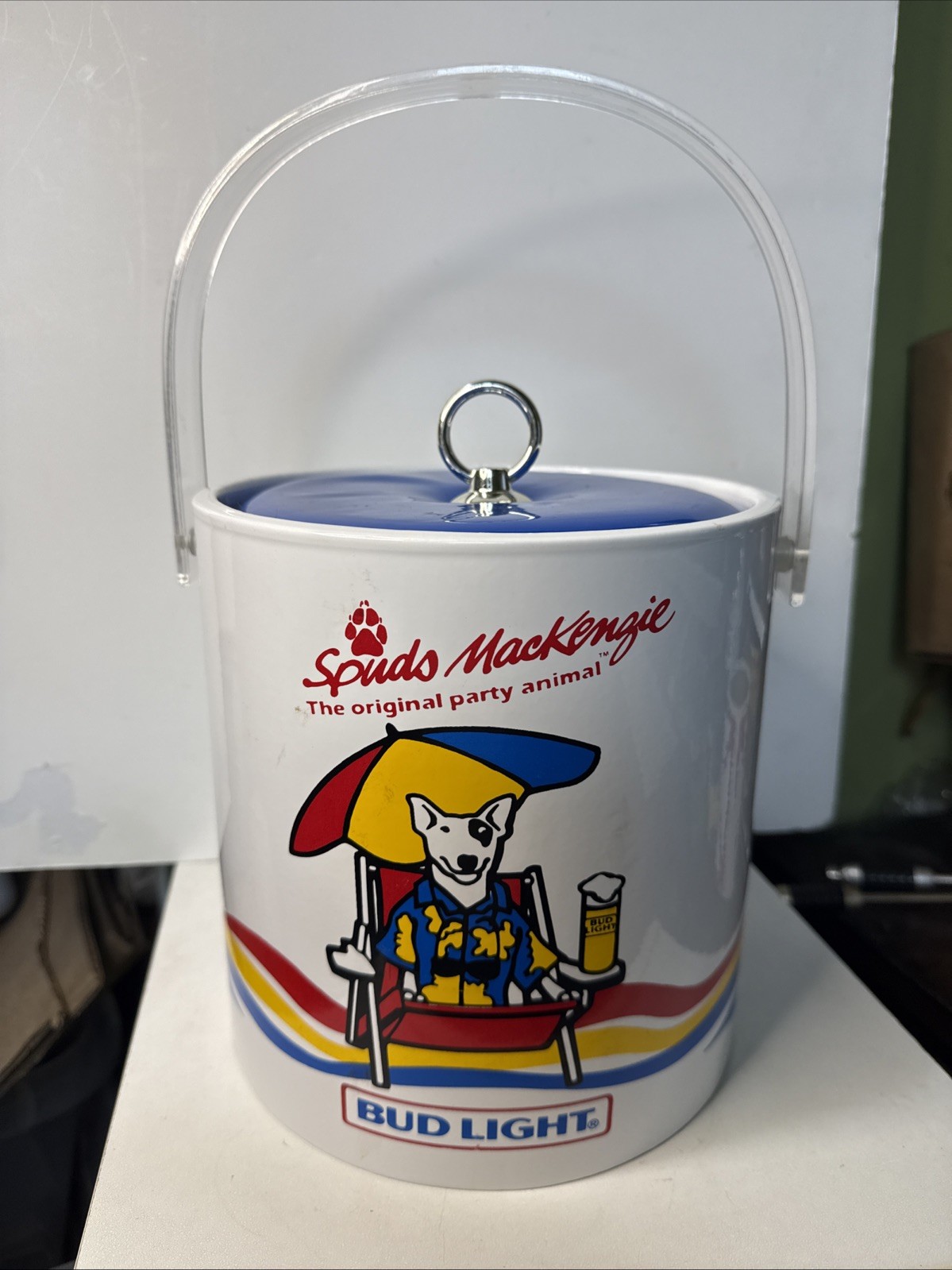 Bud Light Spuds MacKenzie Ice Bucket Cooler w/ Lid & Handle 1.5 qt 1987