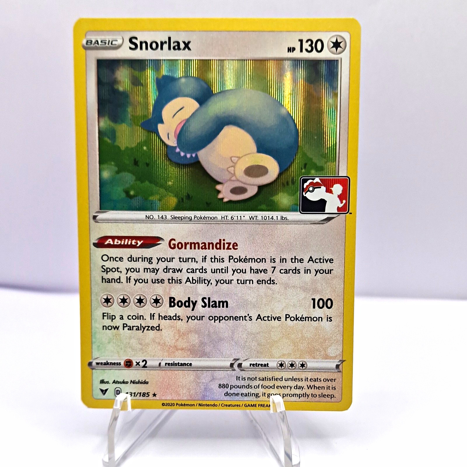 Pokémon TCG Snorlax 131/185 Promo Stamped Holo ENG 2020