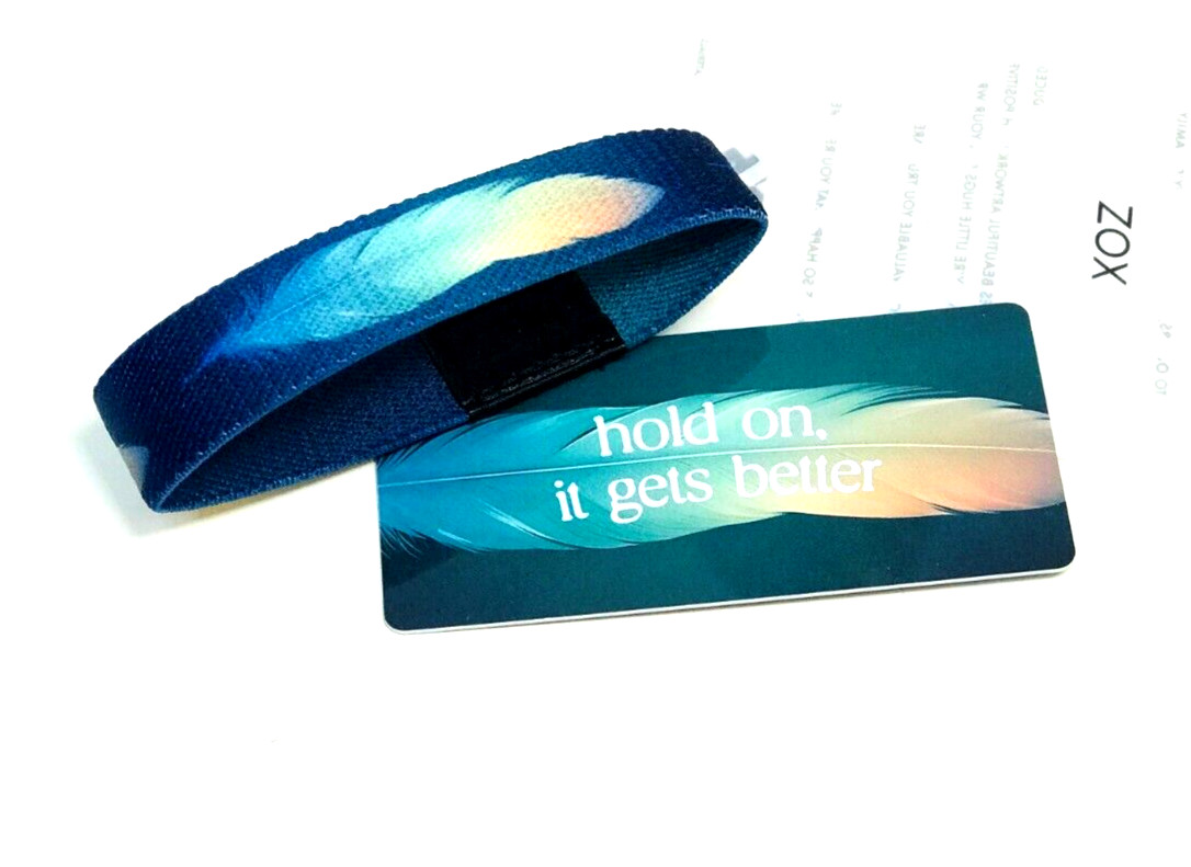 ZOX **HOLD ON, IT GETS BETTER** Silver Single Medium NIP Wristband w/Card