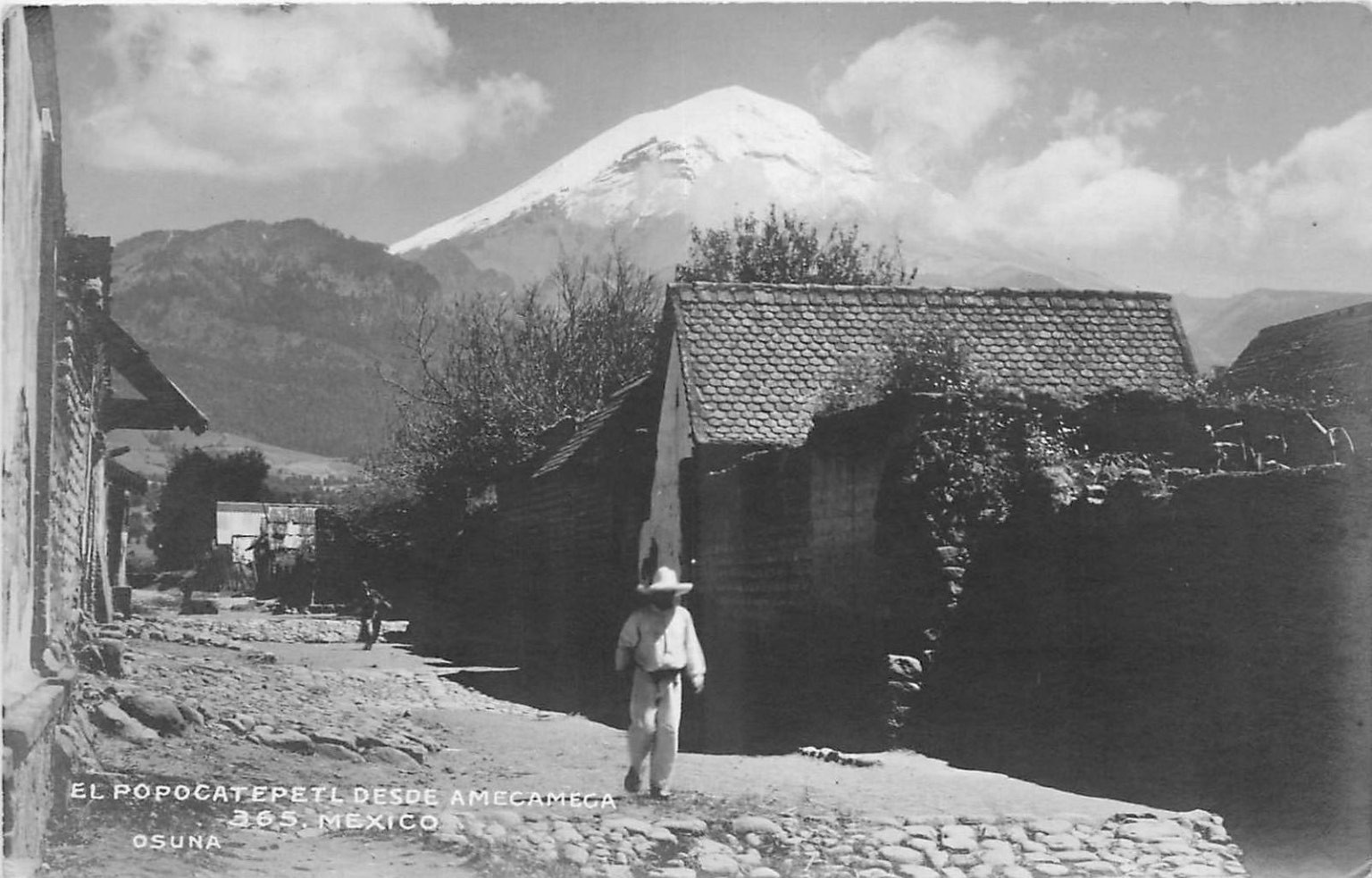 RPPC Popocatépetl Volcano Amecameca Mexico Osuna Real Photo Postcard 1940s RPPC Popocatépetl Volcano Amecameca Mexico Osuna Real Photo Postcard 1940s