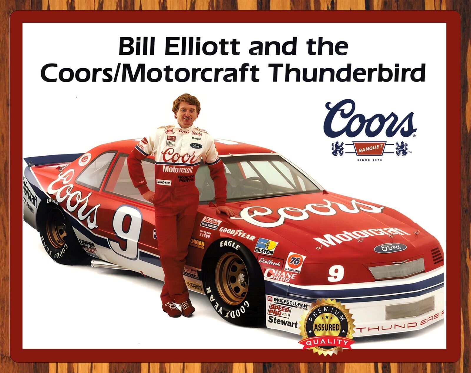 1988 Bill Elliott - Ford Thunderbird - Coors - Nascar - Metal Sign 11 x 14
