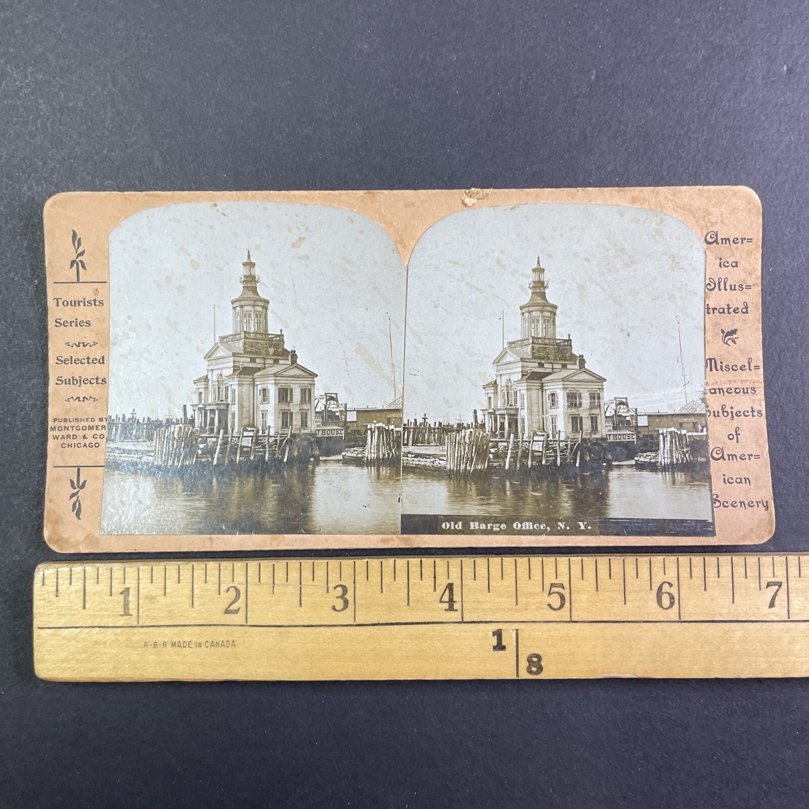 Old Barge Office NYC Stereoview Montgomery Ward & Co. 1890s Curved Mount