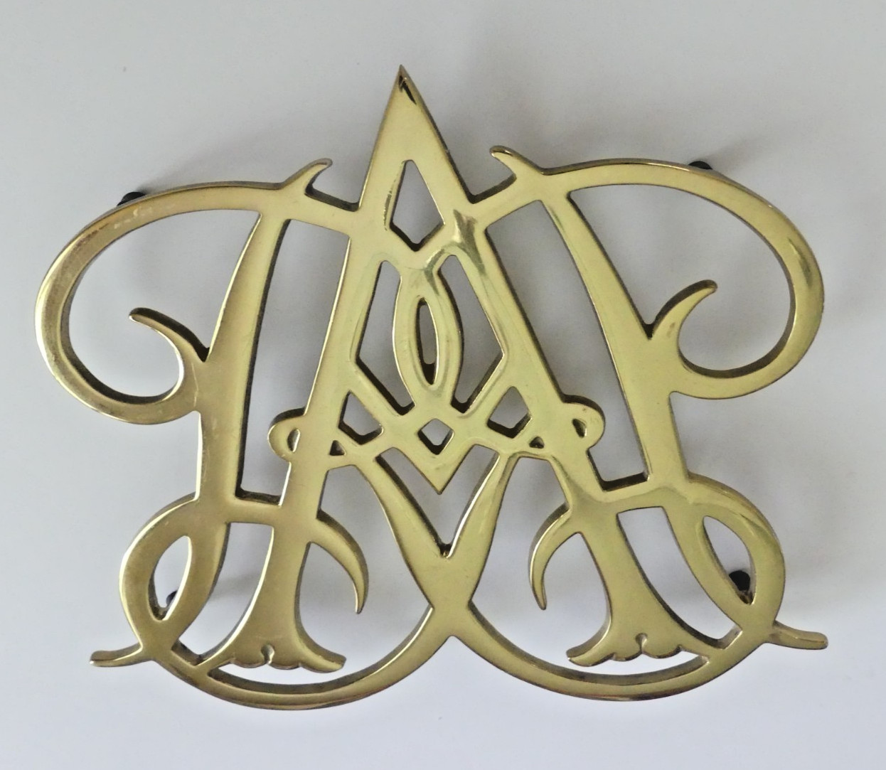 Vintage Williamsburg Brass Queen Anne Cypher Trivet or Wall Decor Copyright 1950