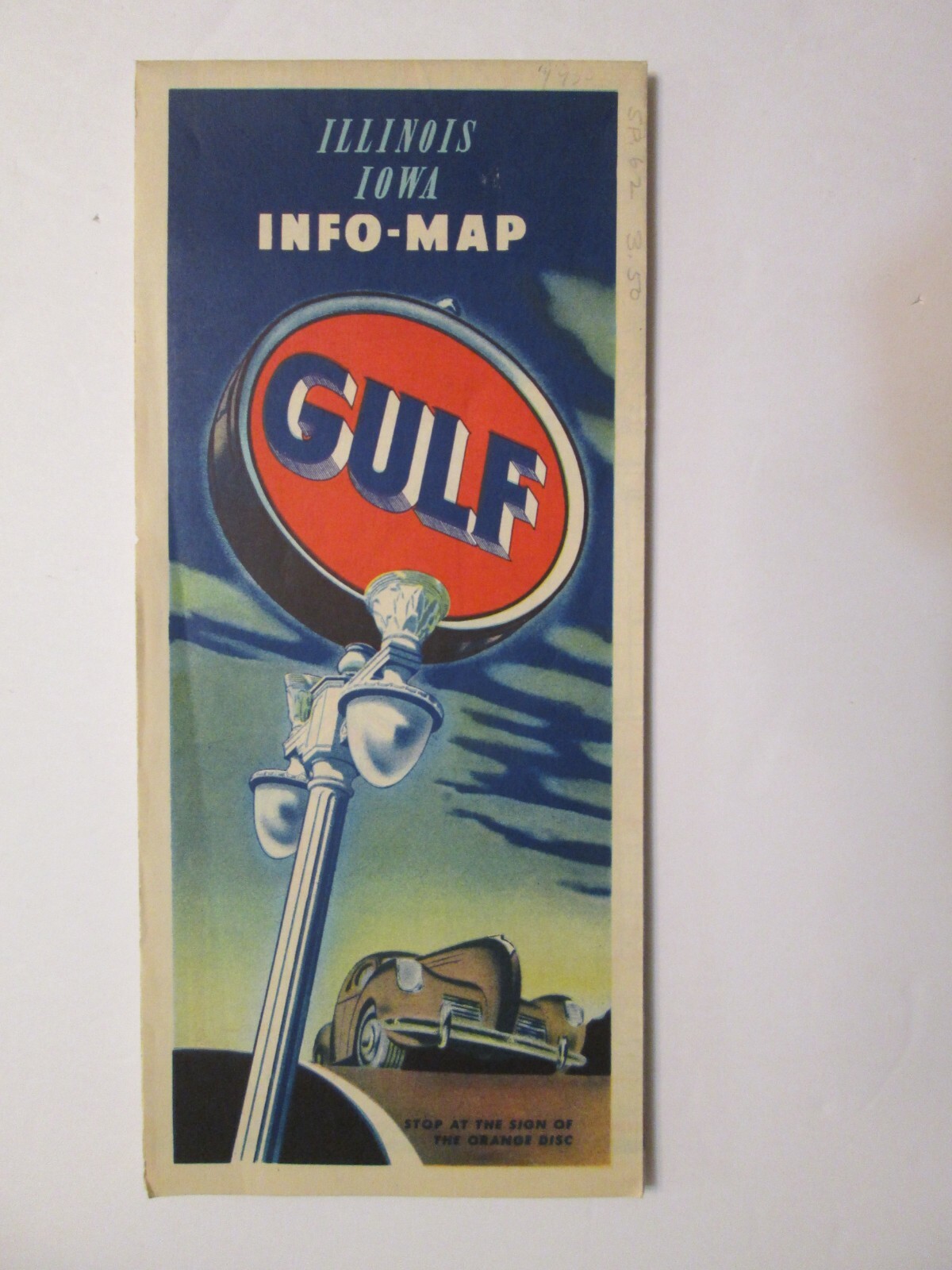 Gulf Oil Info-Map of Illinois and Iowa 1950