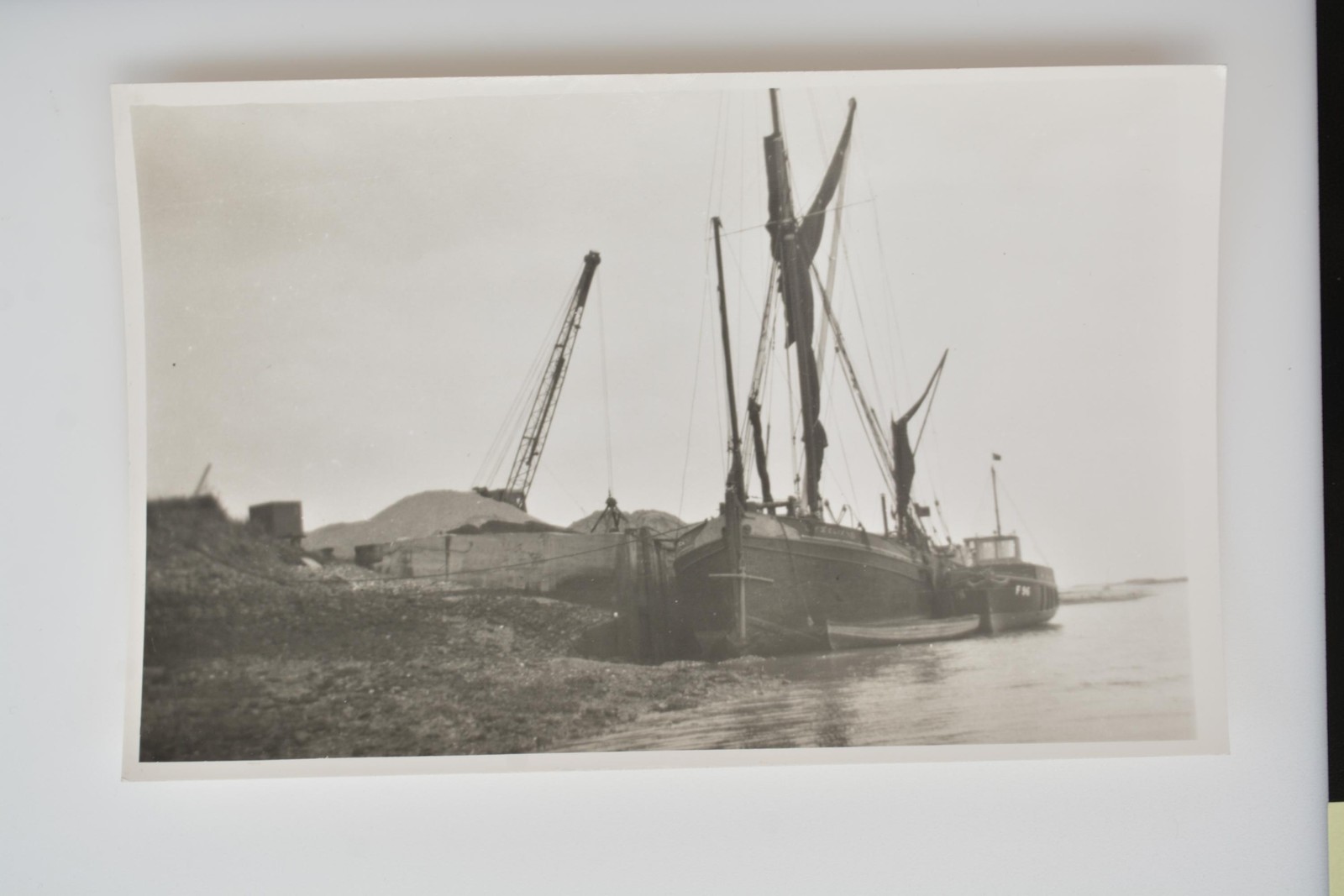 Thames Sailing Barge Felix Moored W Hoo Crane 1954 VTG Photo