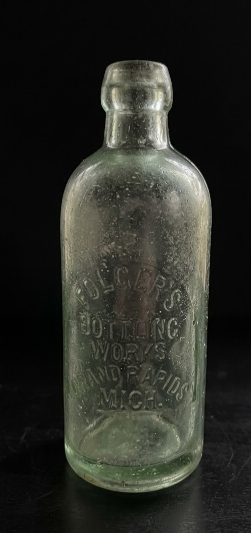 Folgers Glass Blob Top Bottle Green Rare Antique Beer Grand Rapids Mich