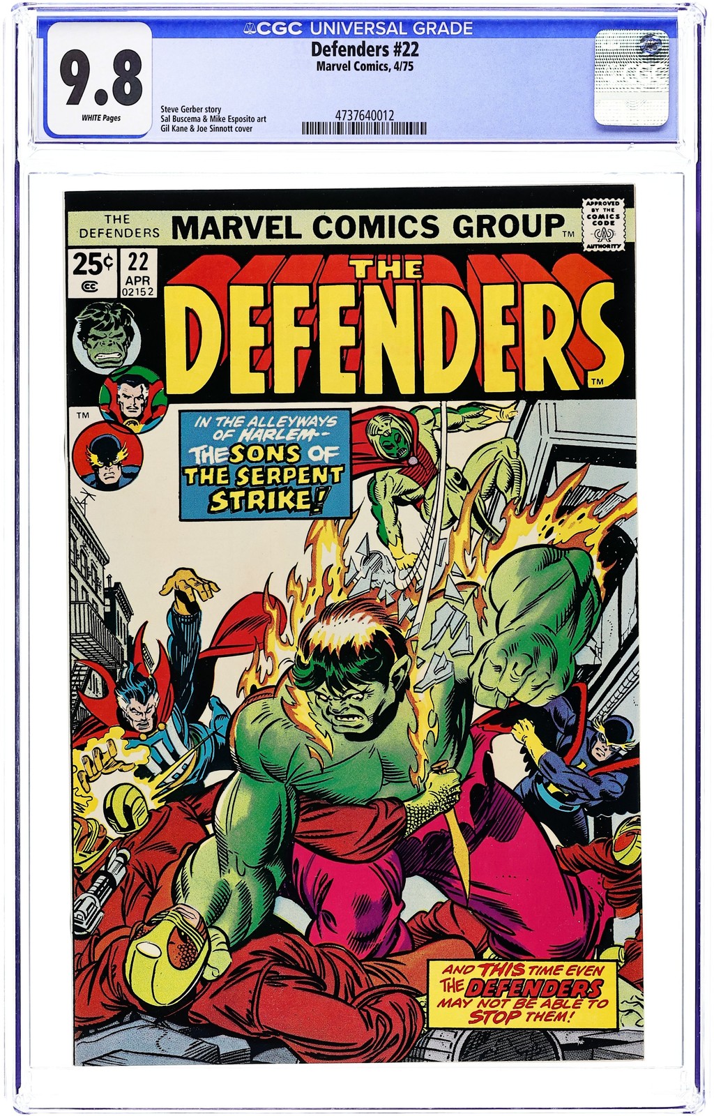 Defenders #22 CGC 9.8 1975 4737640012