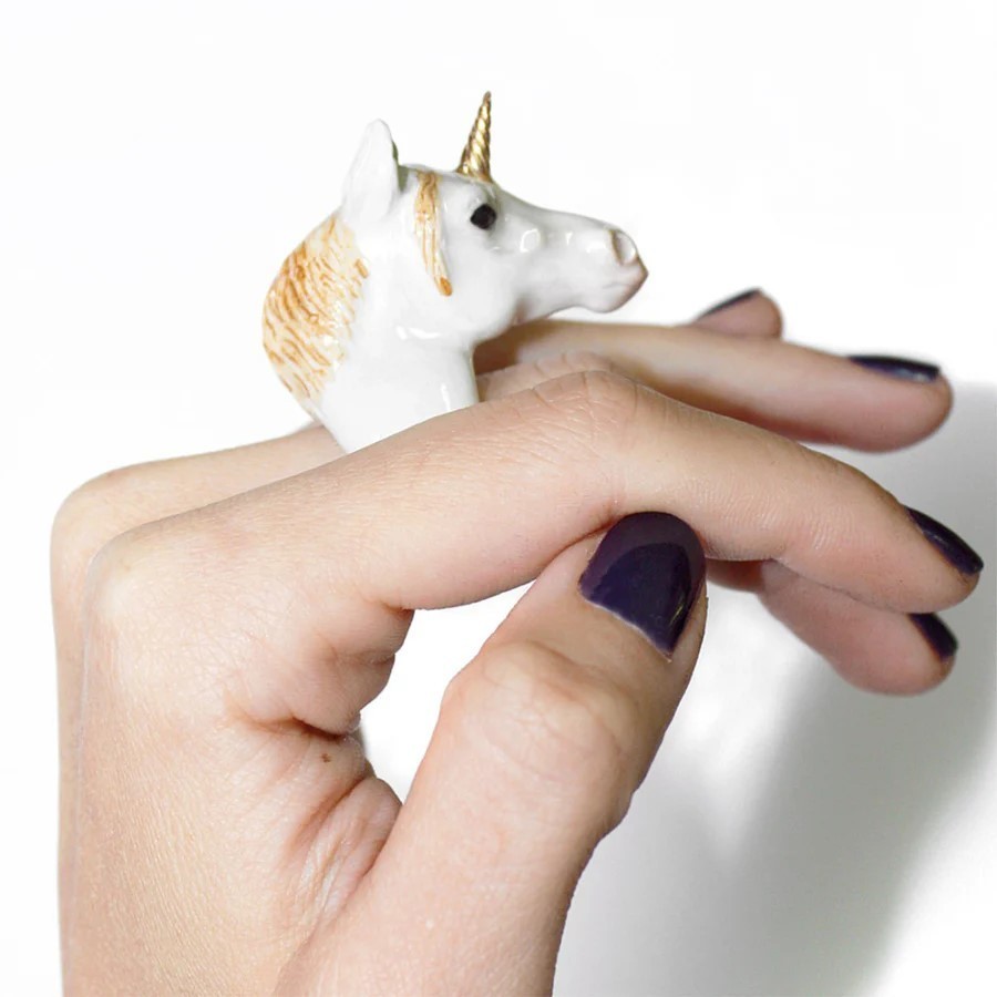 Nach Bijoux Unicorn Handpainted Porcelain Ring France Rare Small 5.5 to 6 NIB Nach Bijoux Unicorn Handpainted Porcelain Ring France Rare Small 5.5 to 6 NIB