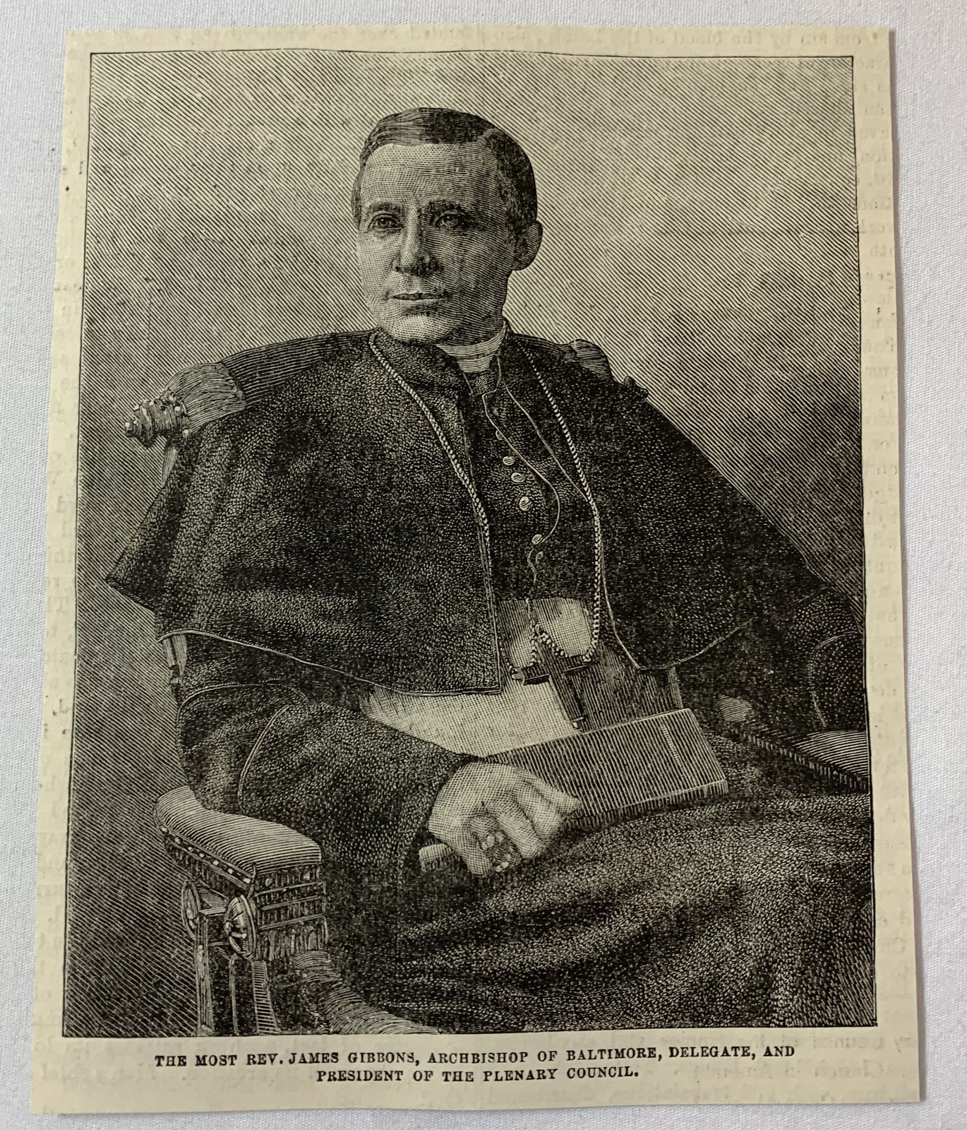 1885 magazine engraving ~ REVEREND JAMES GIBBONS Archbishop of Baltimore