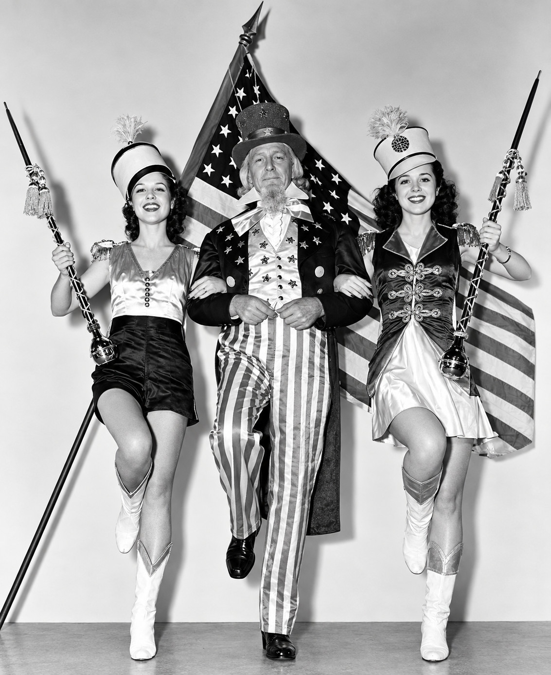 Novelty Americana Vintage Photo Print Uncle Sam Patriot USA Marching 1940s 8x10