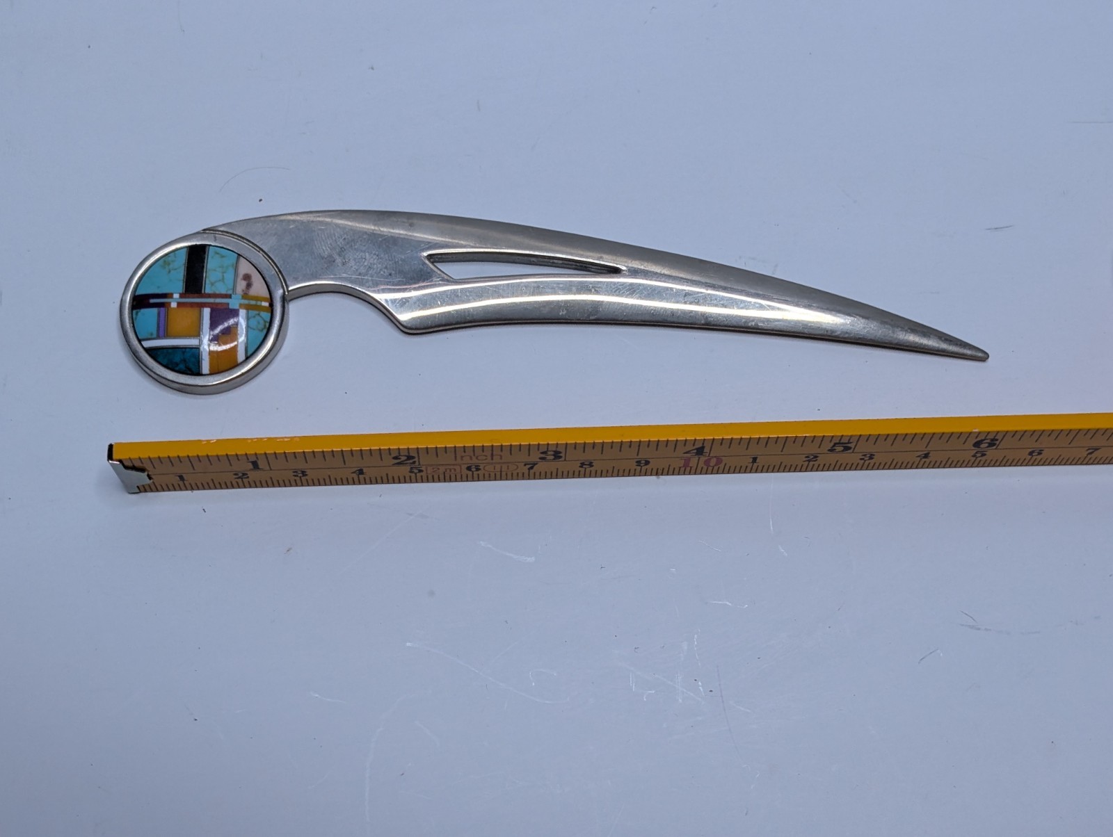 Vintage Southwestern Turquoise Inlay Letter Opener Desk Office Decor 6”