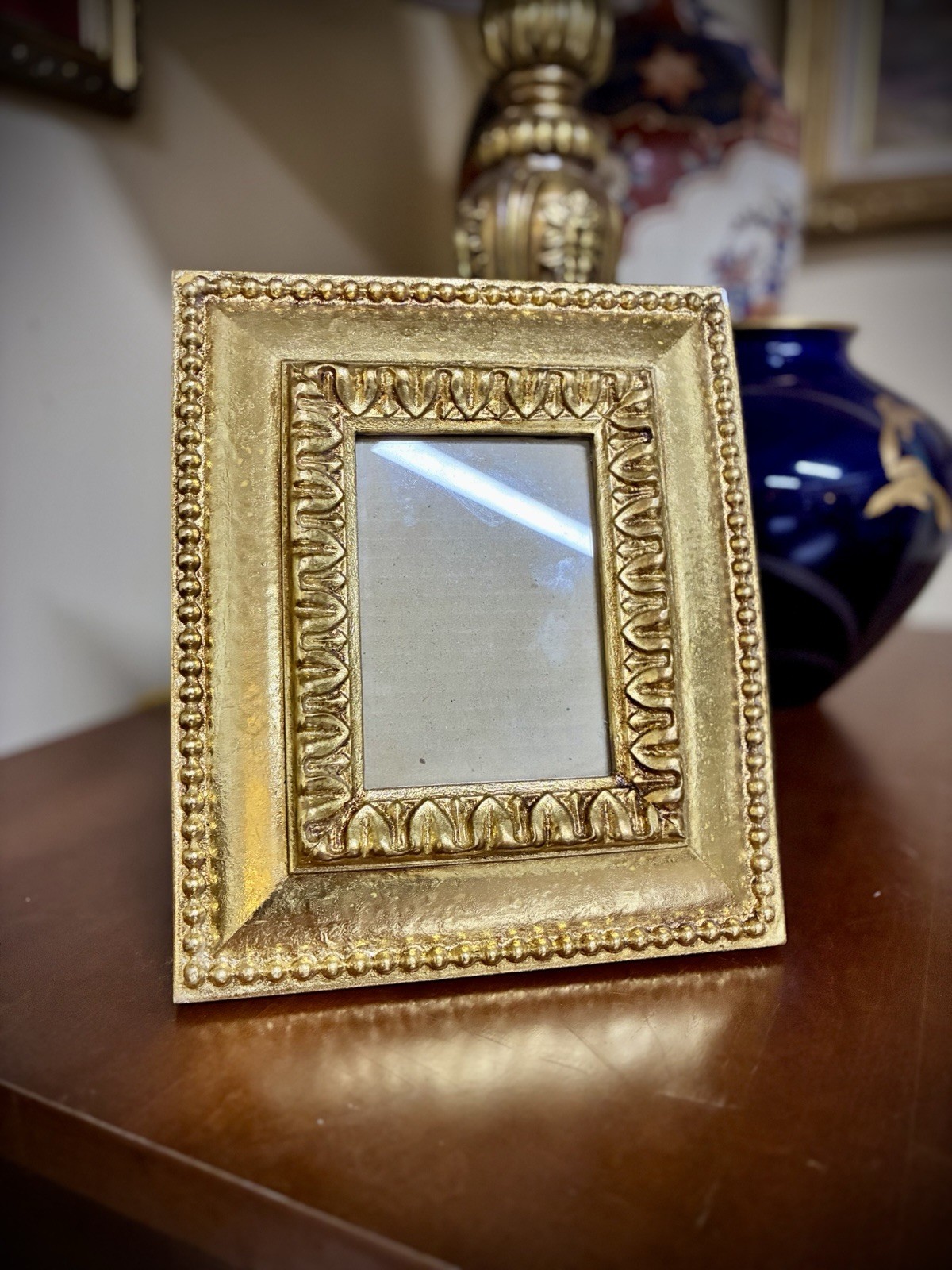 Vintage Ornate Gold Solid Wood Picture Frame 3.5x5 Baroque Velvet Easel Back