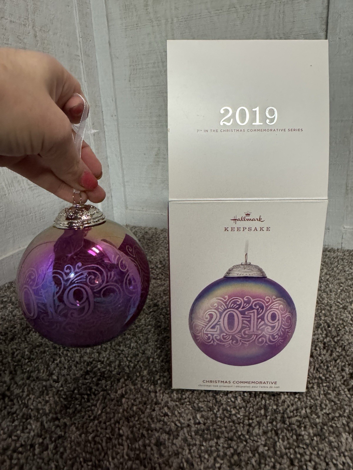 Hallmark 2019 Dated Christmas Commemorative Glass Ball Ornament in Box