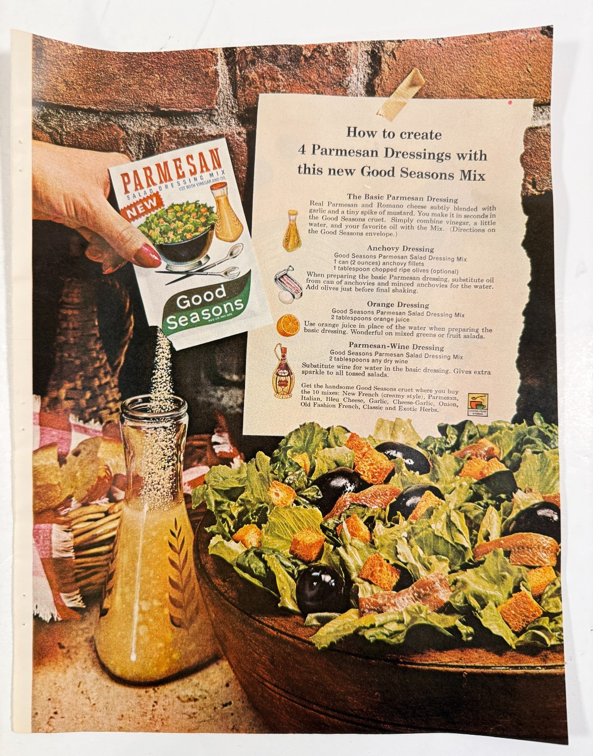 Vintage 1962 Parmesan Cheese Good Seasons Salad Dressing Advertisement Print Ad