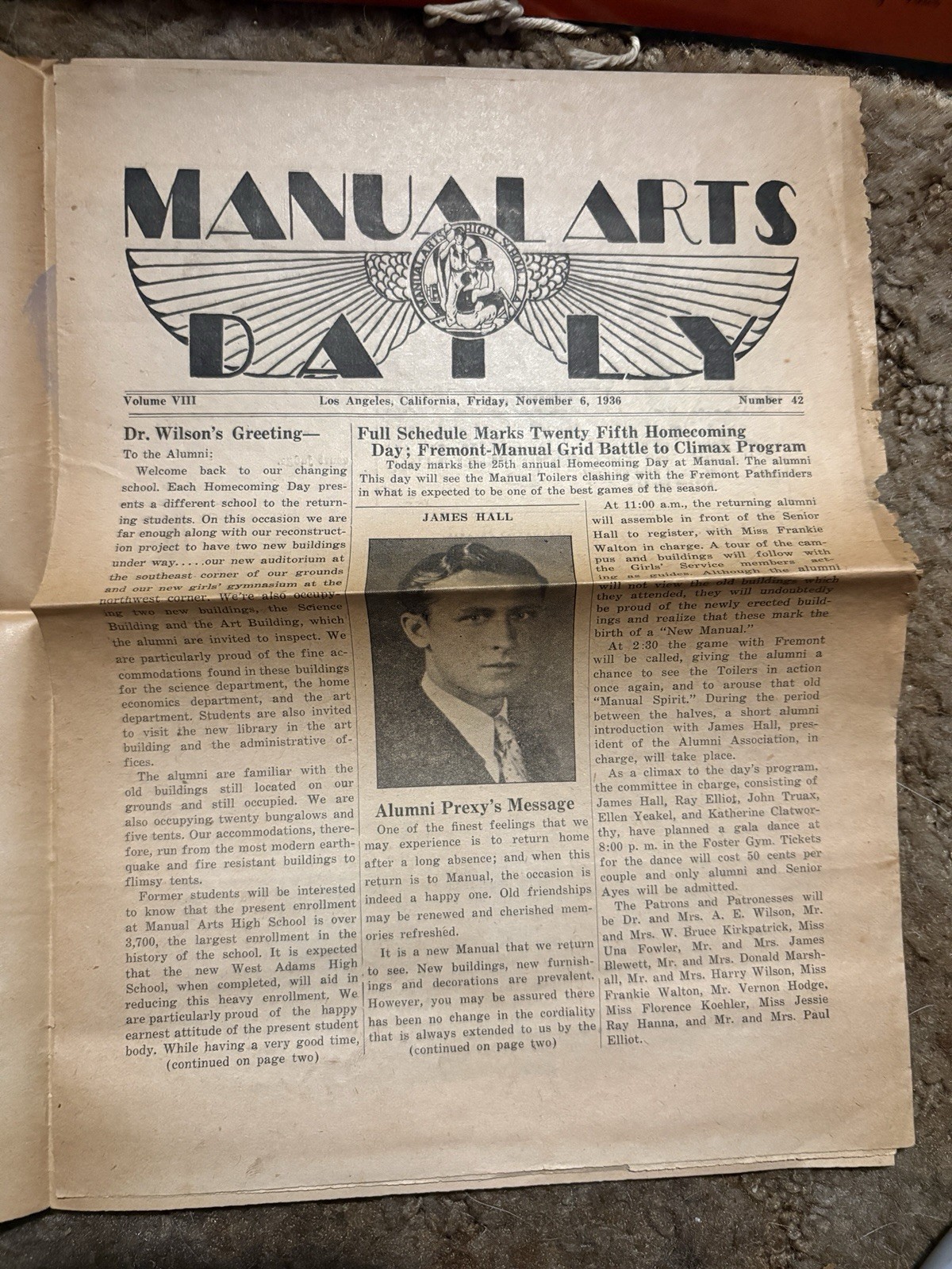 1936 Manual Arts Daily High School Newspaper