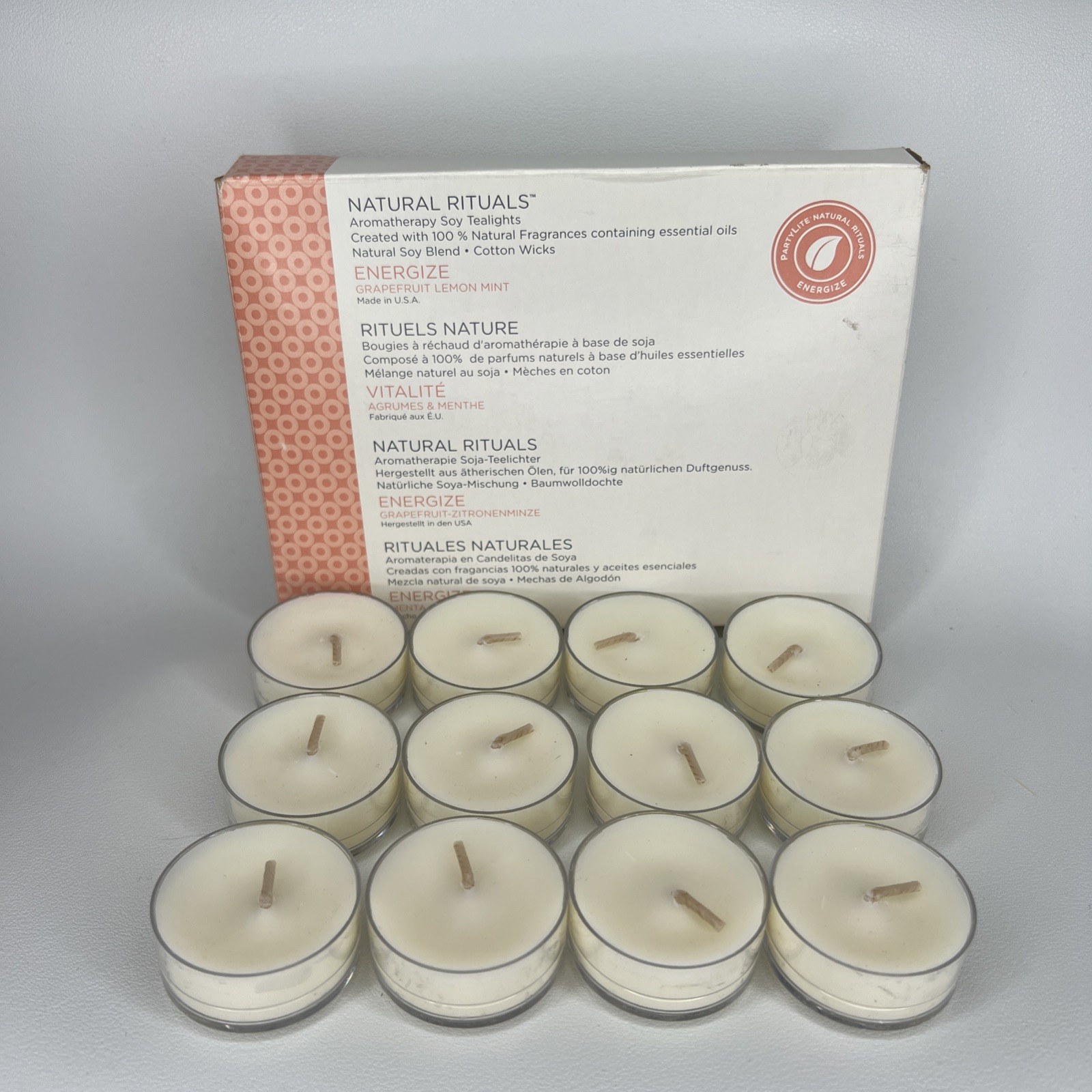 Rare Partylite Grapefruit Lemon & Mint Scented Tealights  #V07232 NOS Energize
