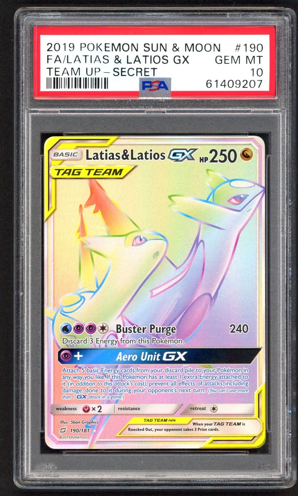 Pokemon Card PSA 10 Latias & Latios GX (Secret) 190/181 Sm-Team Up Holo