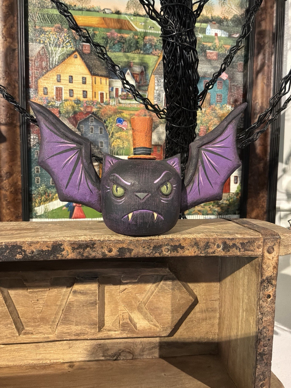 ORIGINAL  by Greg Guedel 2025 signed Halloween VAMPIRE BAT Trick-Or-Treat FAB