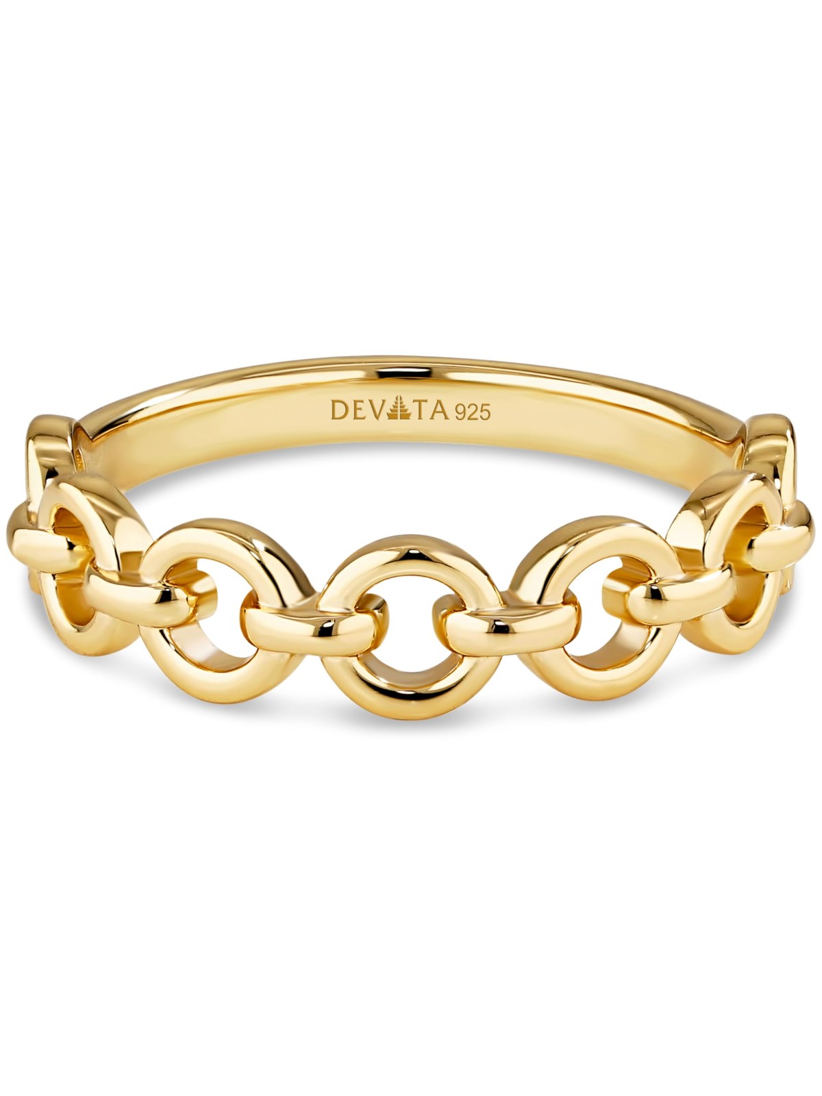 DEVATA Cable Link Ring in Gold Plated Sterling Silver 925 DRR8151 (Size 07) DEVATA Cable Link Ring in Gold Plated Sterling Silver 925 DRR8151 (Size 07)
