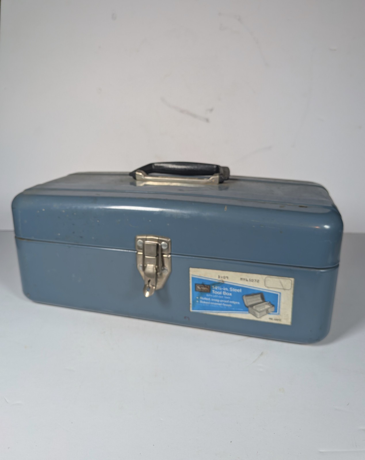 Vtg  Sears Steel Toolbox 14” with Matching Tray - Blue- Craftsman - Vintage