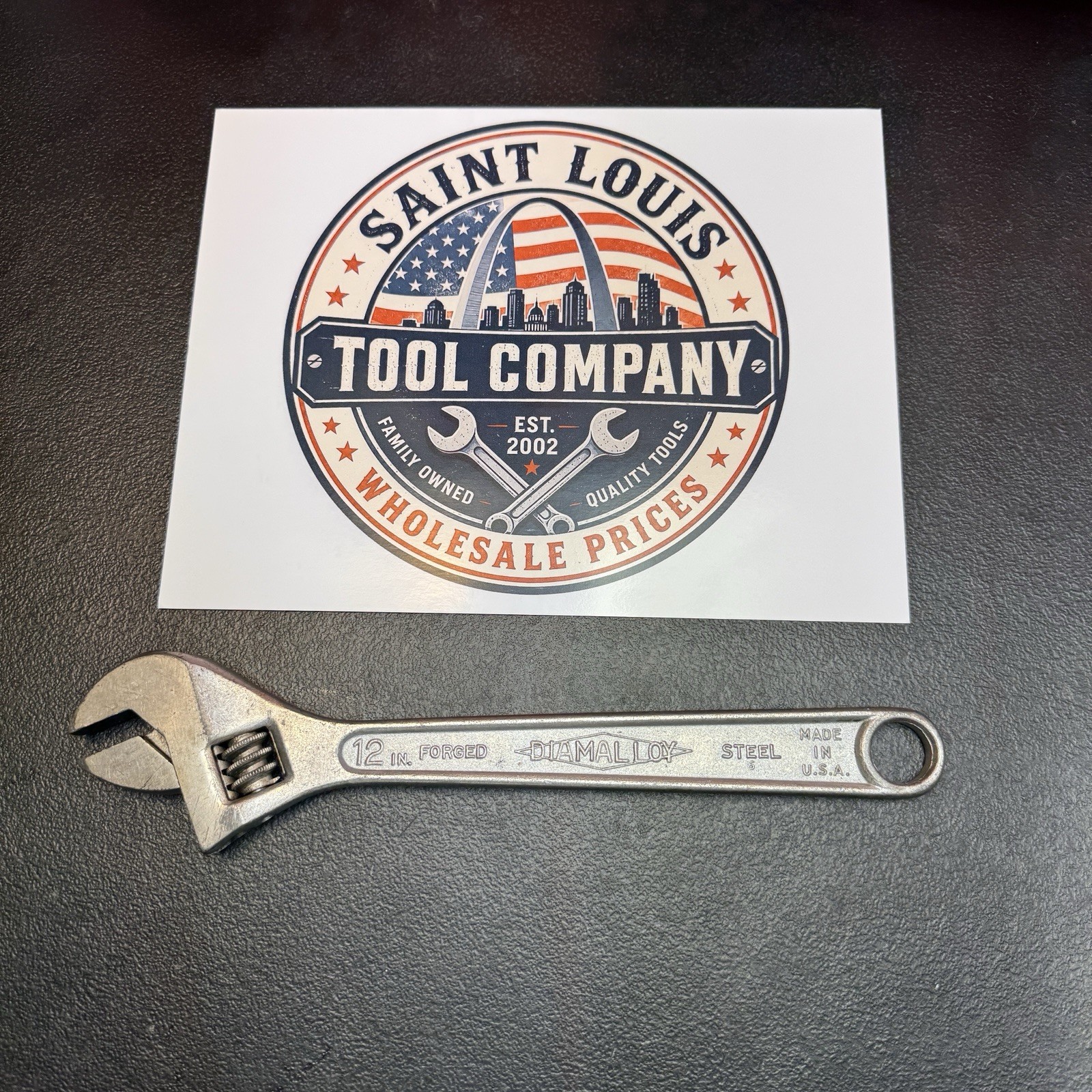Authentic vintage Diamond Calk Horseshoe Co. 12” adjustable wrench, made in USA