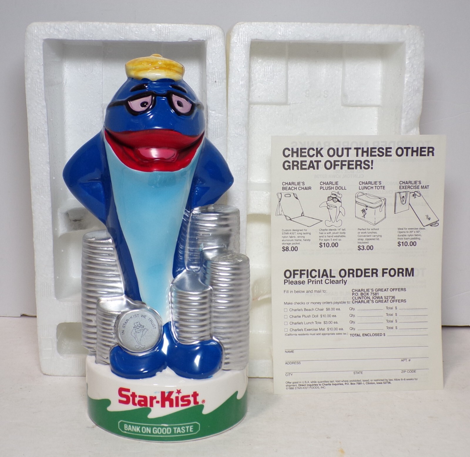 1988 Star-Kist Tuna Ceramic Coin Bank 10\ 1988 Star-Kist Tuna Ceramic Coin Bank 10\