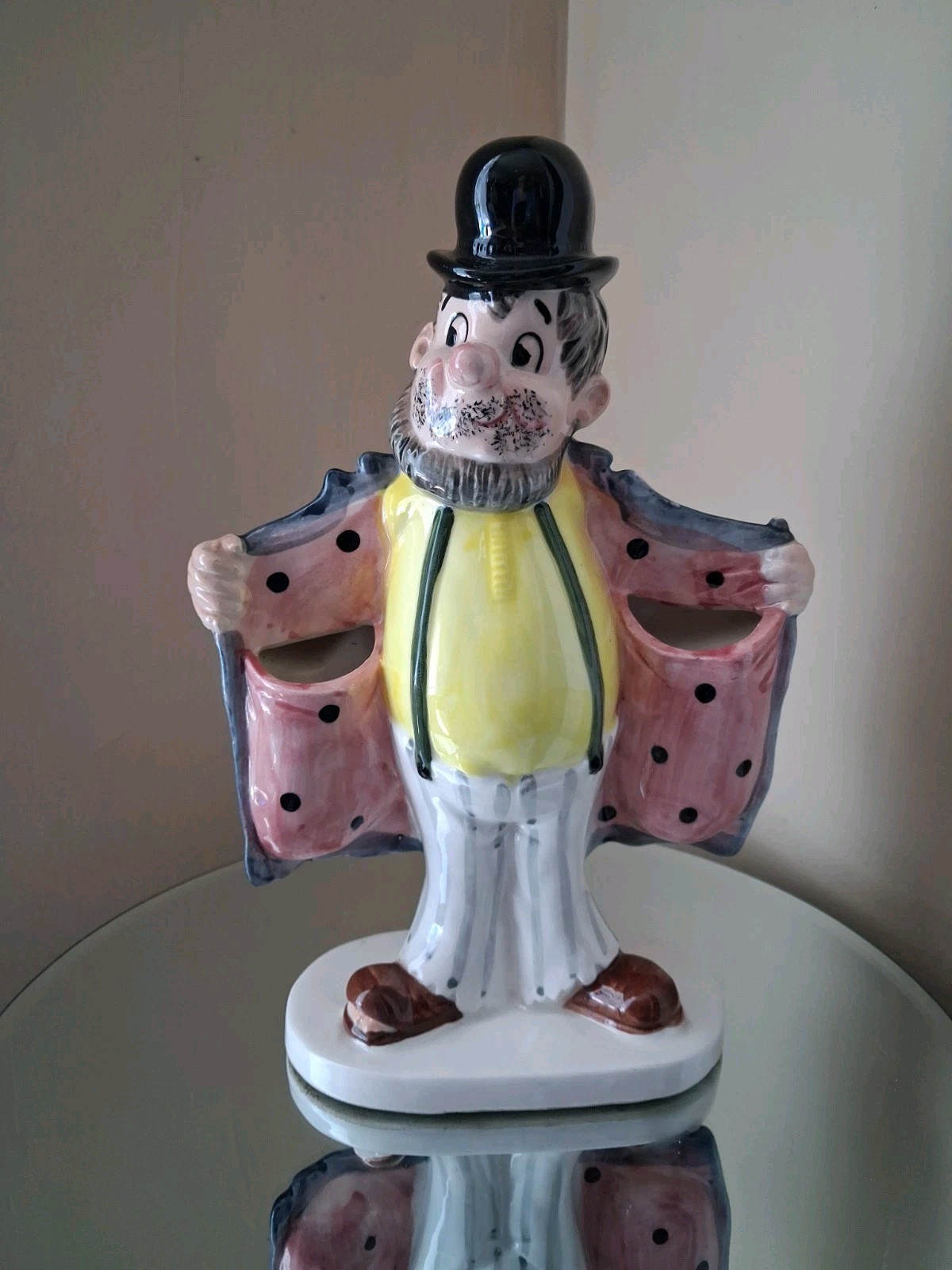 Vintage Hobo Man Ceramic Planter Vase Barware Hand Painted 1950\'s MCM Rare
