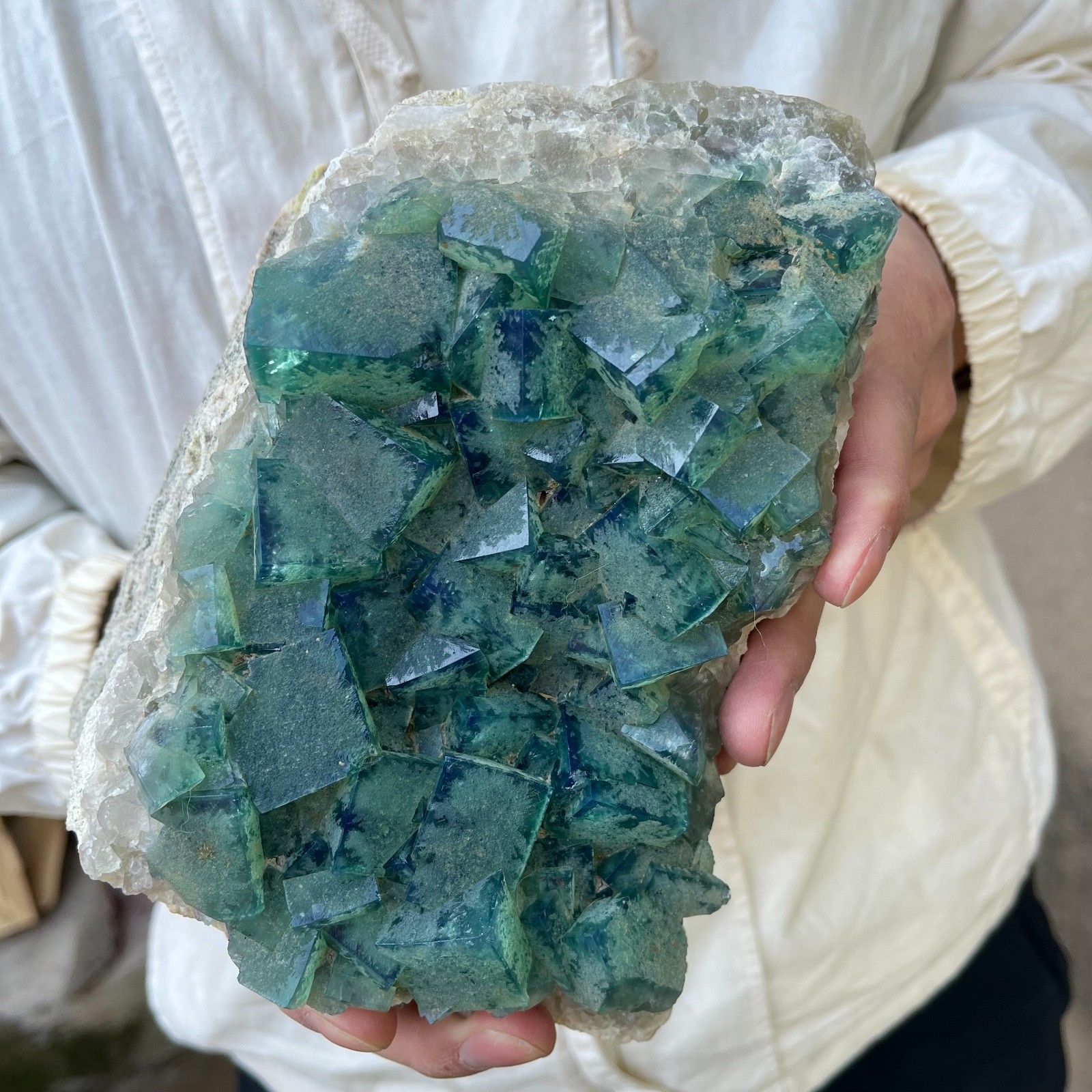 7.1lb Natural Green cube FLUORITE Quartz Crystal Cluster Mineral Specimen